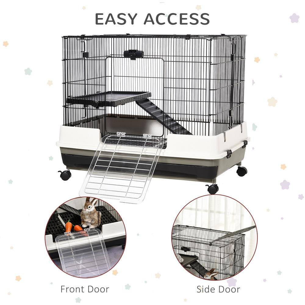 31.5 In. L X 20.75 in W X 26 In. H Rolling Small Animal Rabbit Cage for Bunny, Chinchillas and Gerbils
