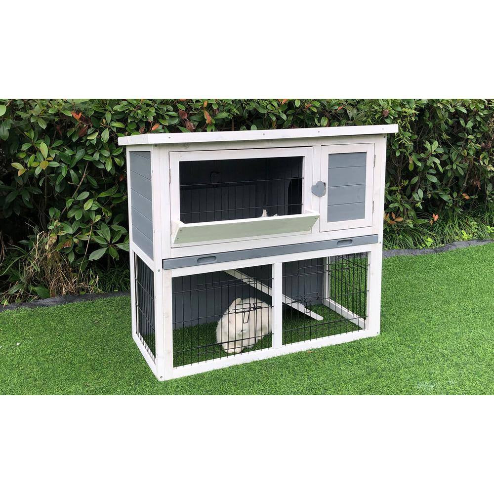 Outdoor Wooden 2-Story Rabbit Hutch
