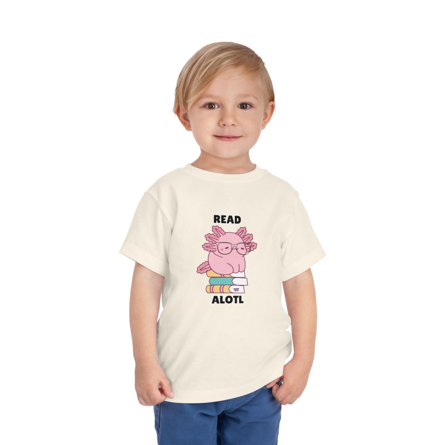 Toddler Sizes: Read Alotl Axolotl Cute Toddler Tee - "Read Alotl" Design, Kids' Short Sleeve T-Shirt, Gift for Book Lovers, Fun Reading Apparel, Toddler Gift Idea
