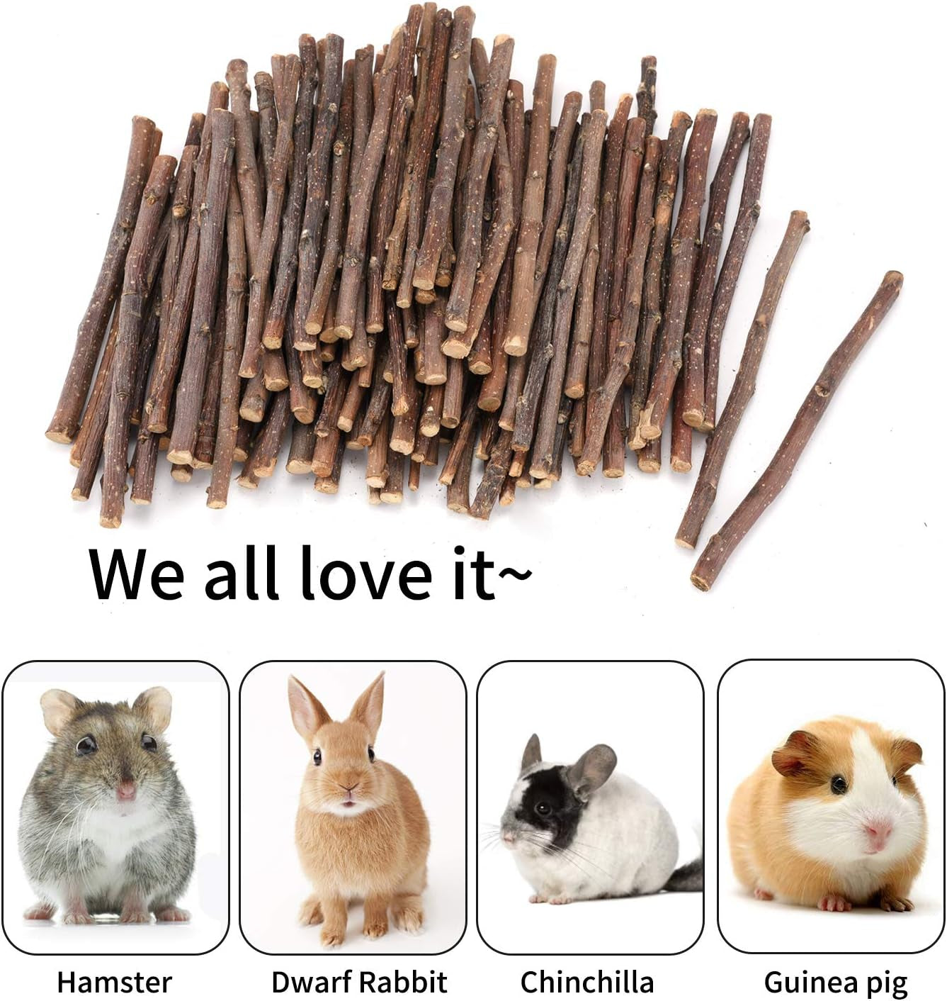 Natural Apple Sticks, 300G Treats Food for Small Animals, Chew Toys for Chinchilla Guinea Pigs Rabbit Squirrel Hamster Bunny