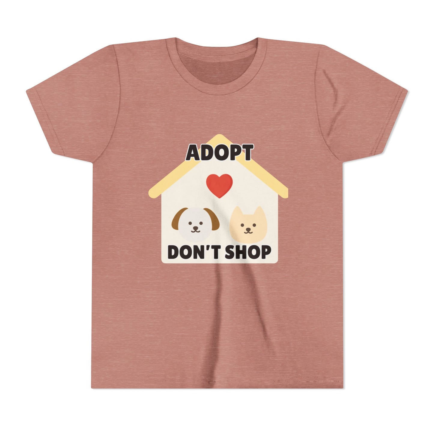 Adopt Don't Shop Youth Tee, Kid's Animal Love Shirt, Animal Rescue T-Shirt, Pet Adoption Awareness Tee, Gift for Dog and Cat Lovers