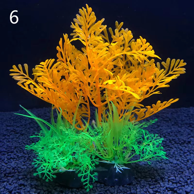12 Kinds Artificial Aquarium Decor Plants Water Weeds Ornament Aquatic Plant Fish Tank Grass Decoration Accessories 14Cm