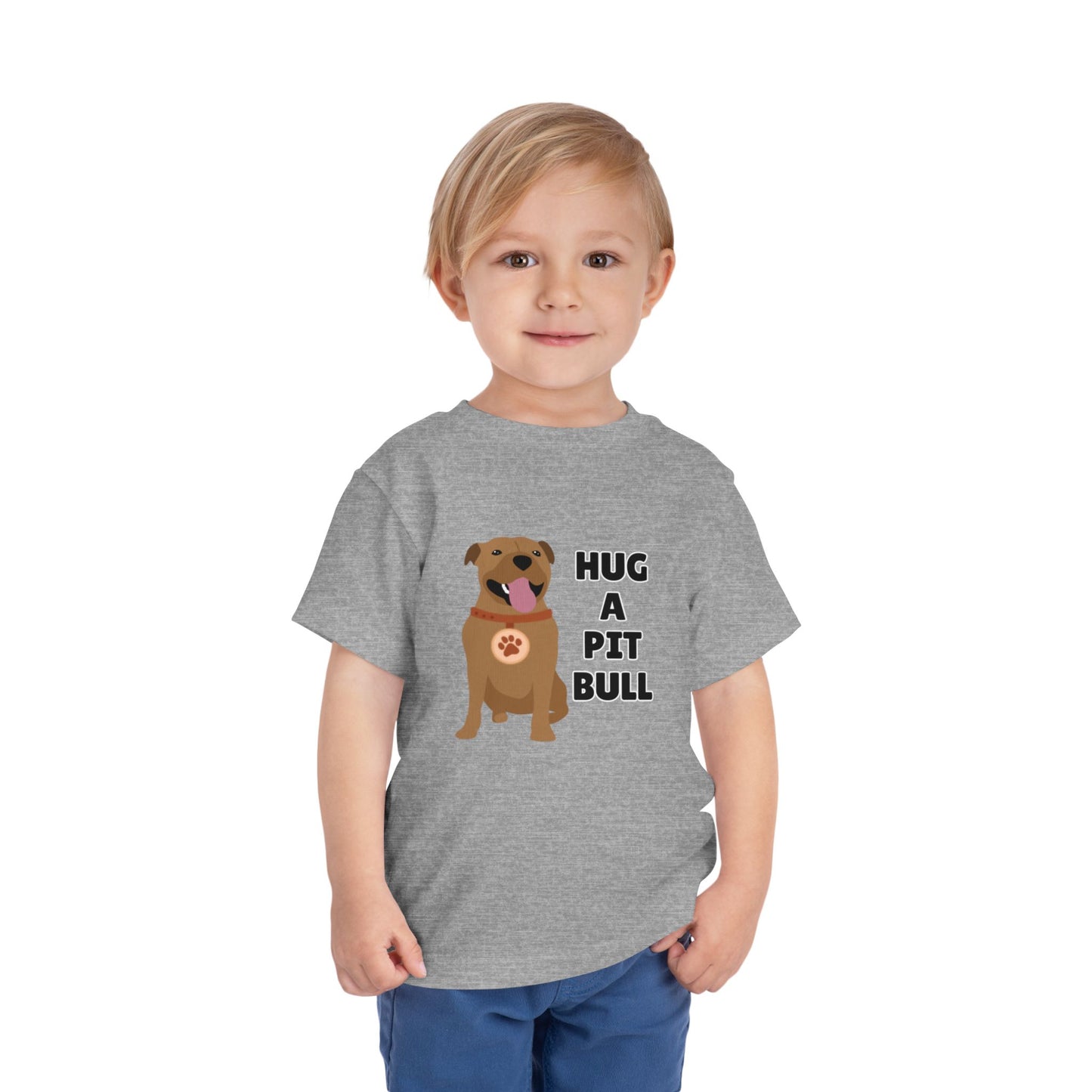 Toddler Sizes: Hug a Pitbull, Animal Rescue, Animal Adoption, Pit Bull Love Tee - Cute Short Sleeve Shirt for Kids, Animal Lovers Gift, Dog Lover Apparel, Playful Toddler Outfit, Funny Pet Tee