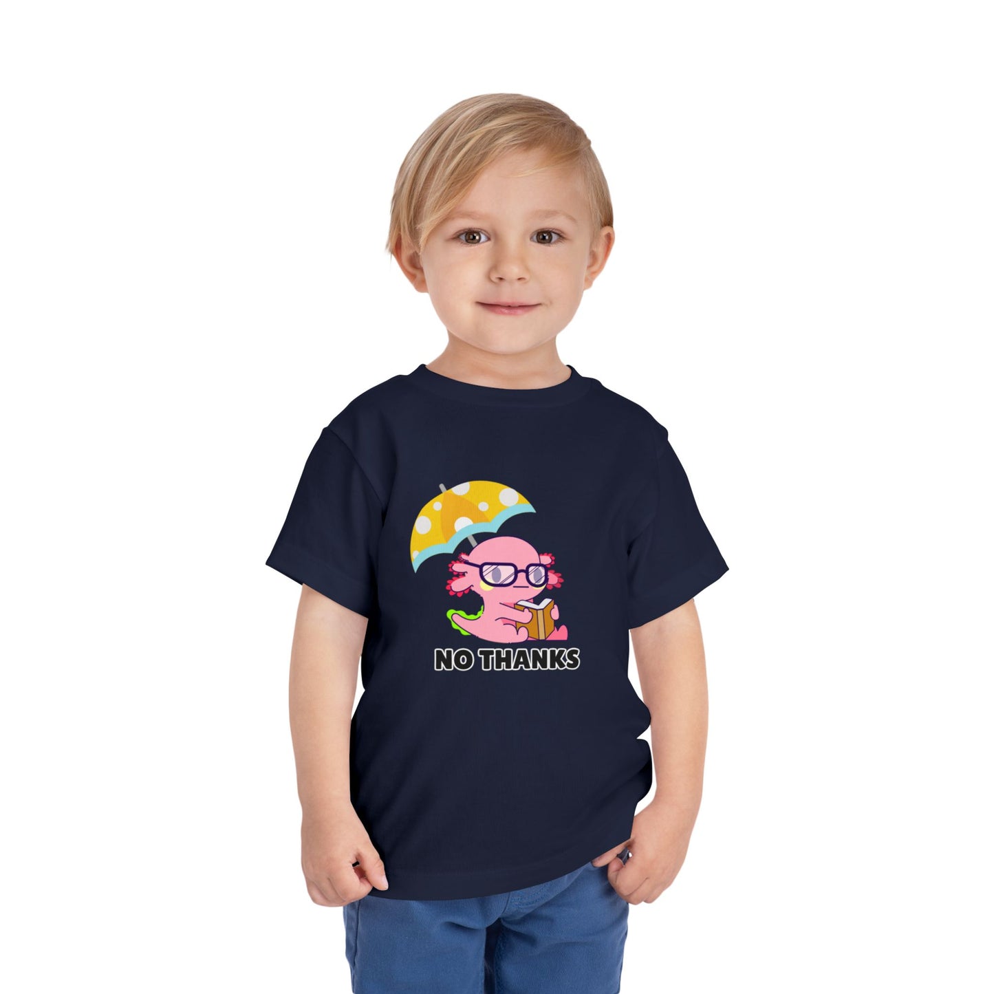 Toddler Sizes: Axolotl "No Thanks" Umbrella T-Shirt, Playful Toddler Tee - 'No Thanks' | Cute Kids Shirt, Funny Toddler Gift, Summer T-Shirt, Casual Wear, Kid's Clothing