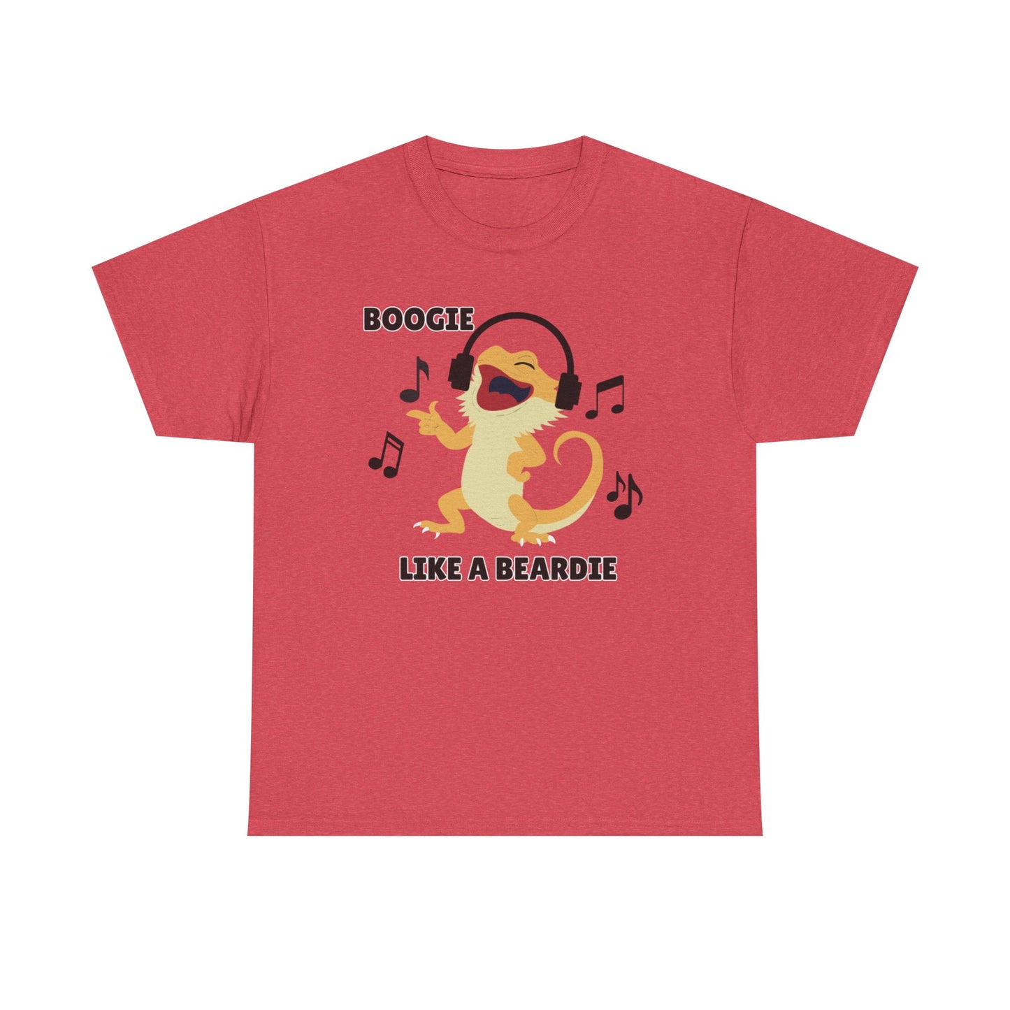 Adult Sizes: Boogie like a Beardie Bearded Dragon Unisex Heavy Cotton Tee with Fun Design - "Boogie Like a Beardie" Graphic, Music Lover Gift, Cute Shirt for Reptile Lovers