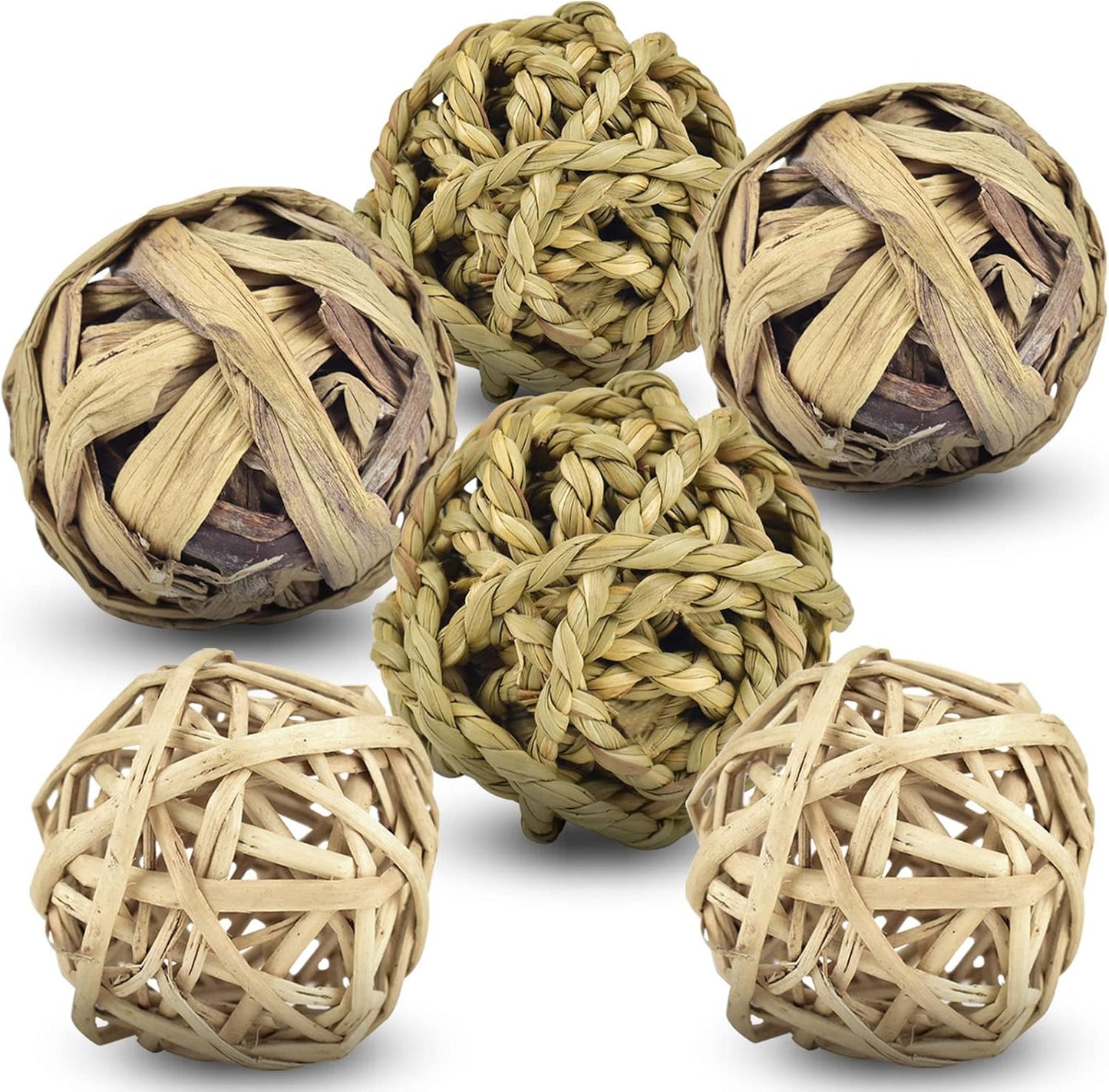 Rabbit Toys Edible Woven Grass Ball Willow Ball, Made of Timothy Grass Hay and Willow of Treats and Chews Toy for Chinchilla Bunny Guinea Pig Gerbil