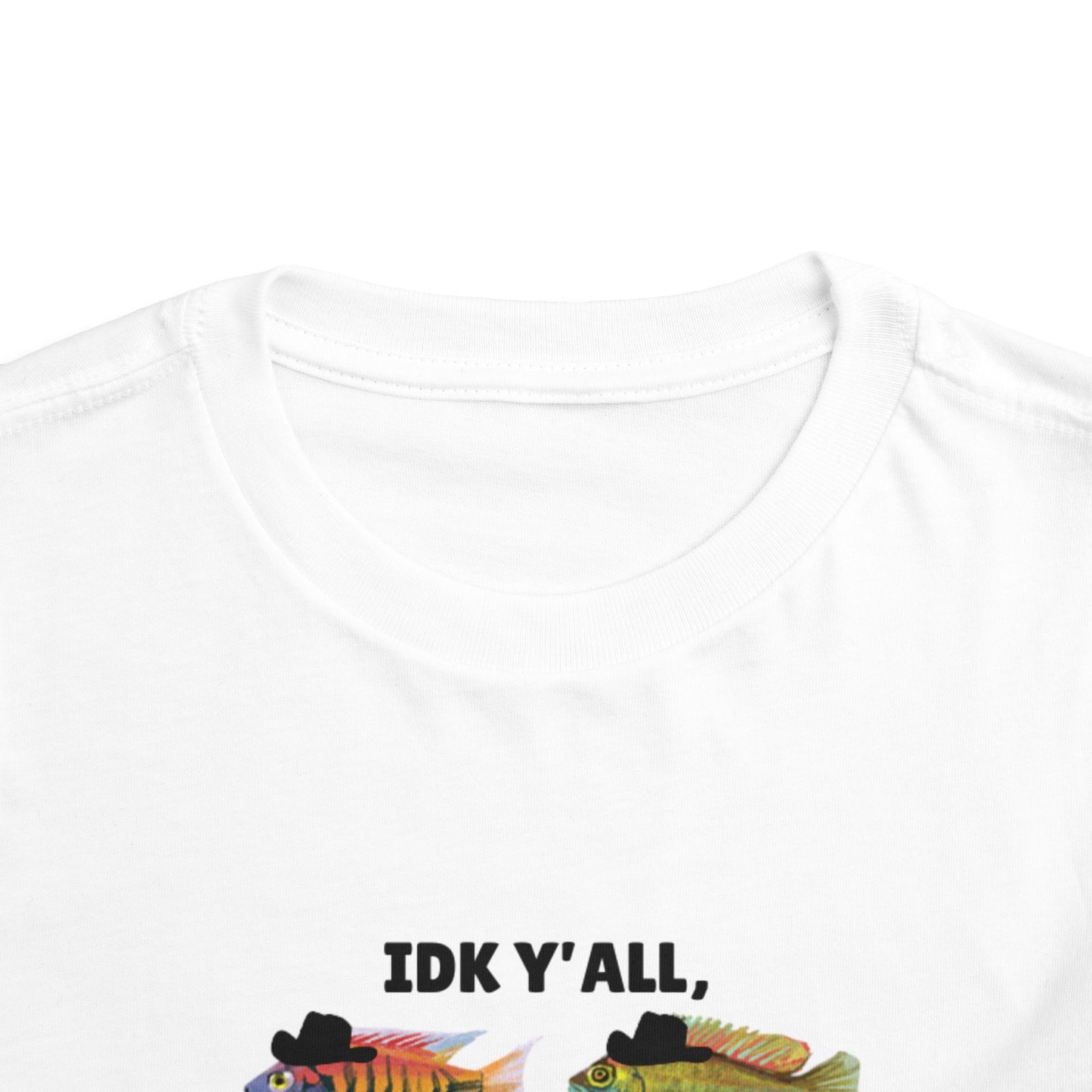 Toddler Sizes: IDK Y'all, Seems Fishy, Fish & Fishing Cowboy Hat Shirt, Short Sleeve Tee - 'IDK Y'all, Seems Fishy' Fun T-Shirt, Cute Kids Apparel, Summer Essentials