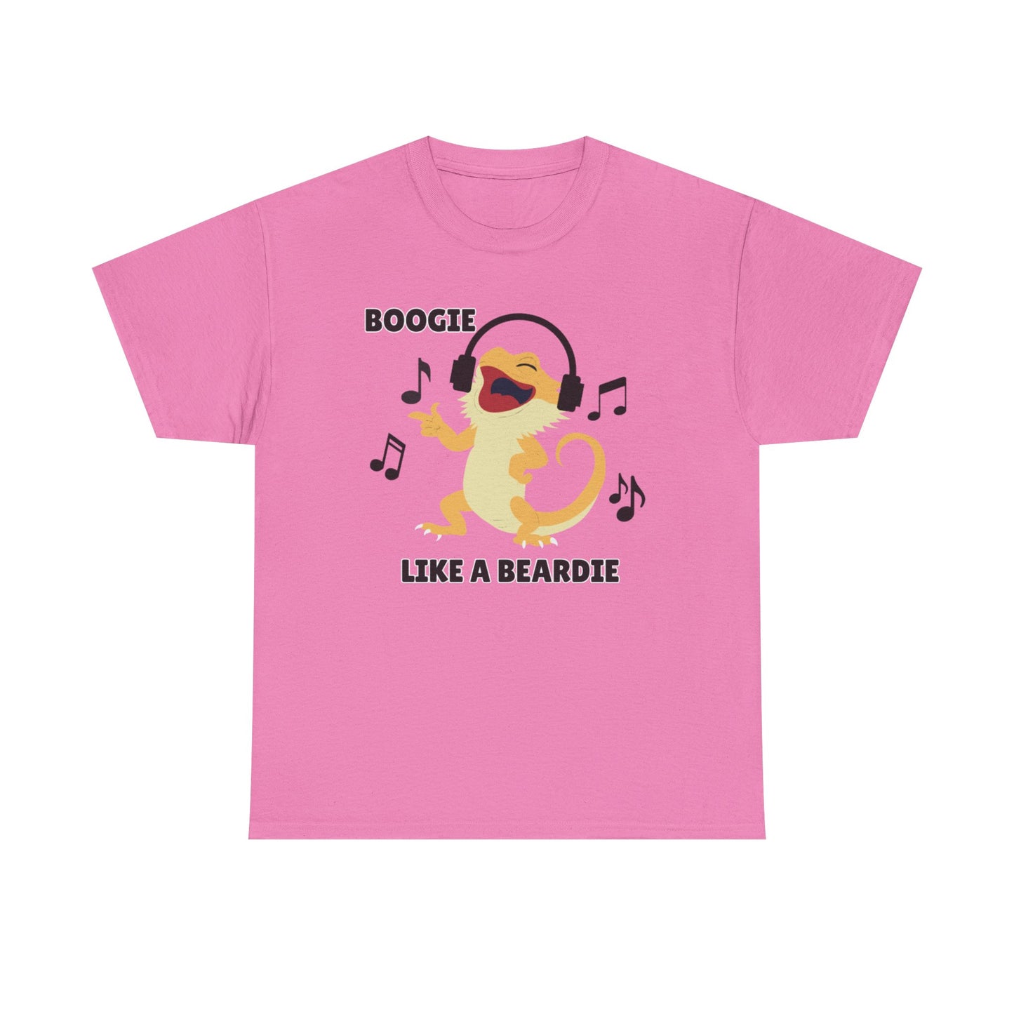 Adult Sizes: Boogie like a Beardie Bearded Dragon Unisex Heavy Cotton Tee with Fun Design - "Boogie Like a Beardie" Graphic, Music Lover Gift, Cute Shirt for Reptile Lovers