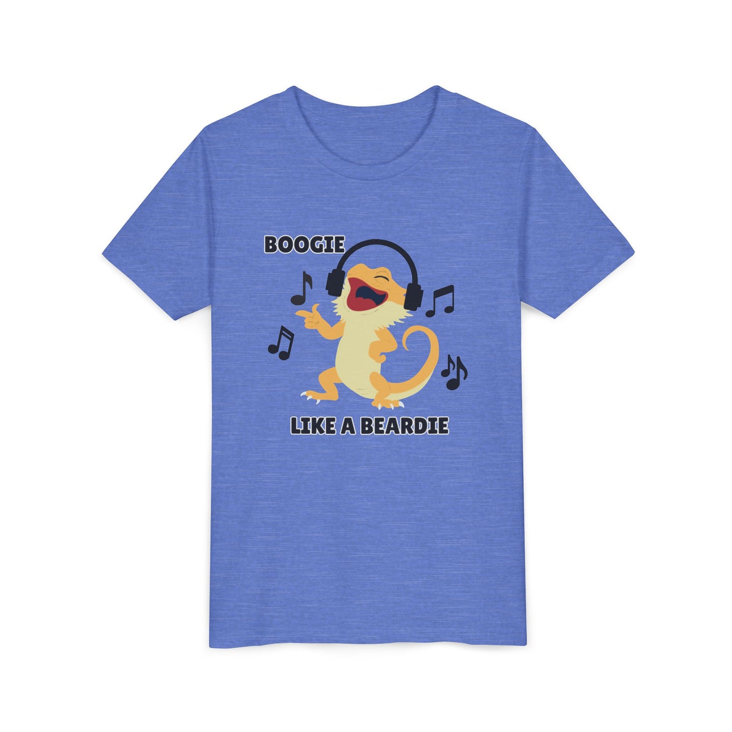 Boogie like a Beardie Bearded Dragon Youth Short Sleeve Tee with Fun Music Design, Kids Music Shirt, Casual Summer Top