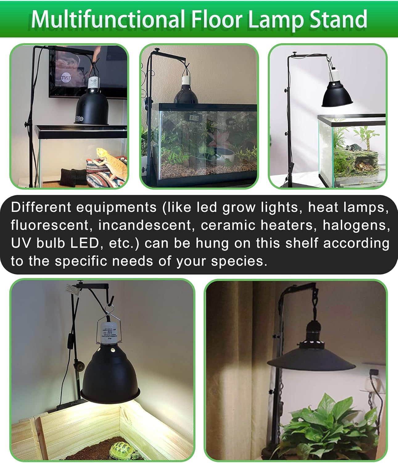 Reptile Lamp Stand Fixed Bracket - Terrarium Large Reptile Lamp Adjustable Metal Lamp Holder, Used for Amphibians and Lizards, Turtles and Snakes and Other Cold-Blooded Animals