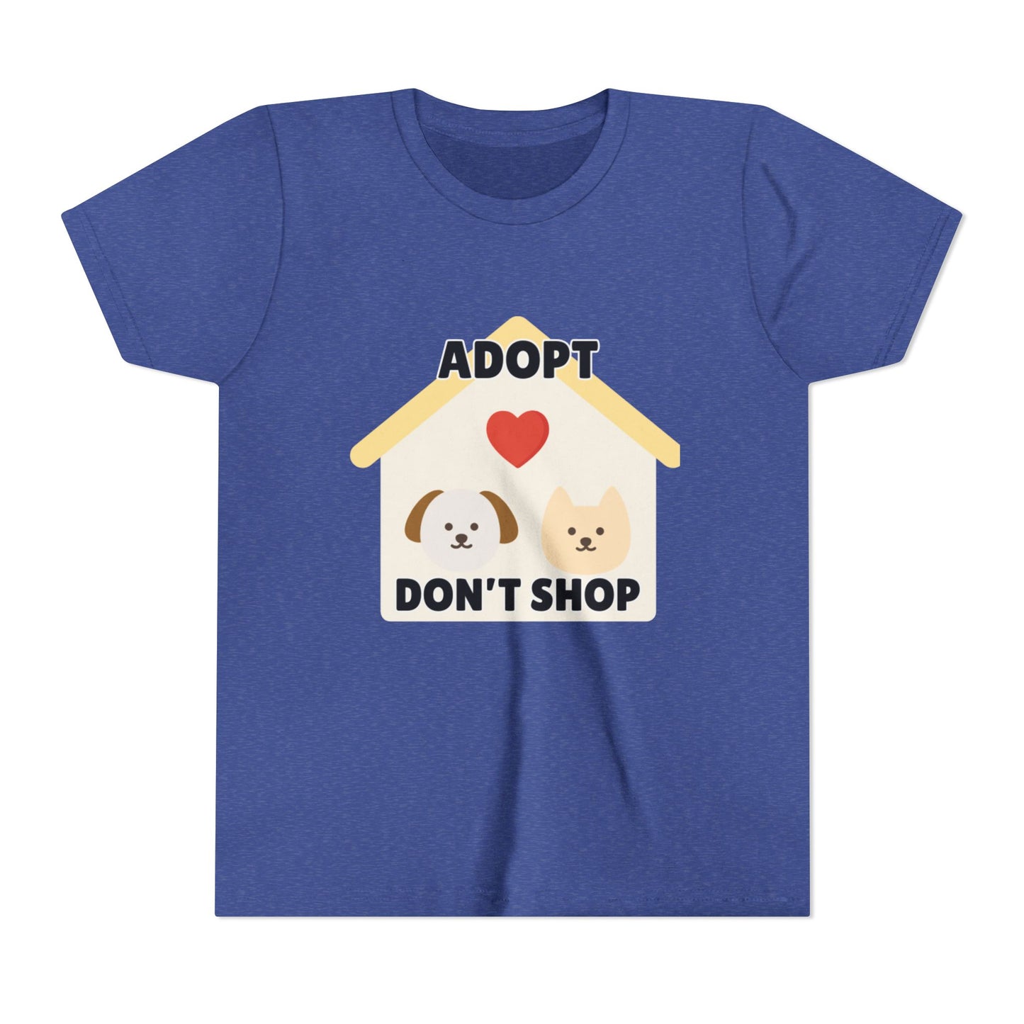 Adopt Don't Shop Youth Tee, Kid's Animal Love Shirt, Animal Rescue T-Shirt, Pet Adoption Awareness Tee, Gift for Dog and Cat Lovers