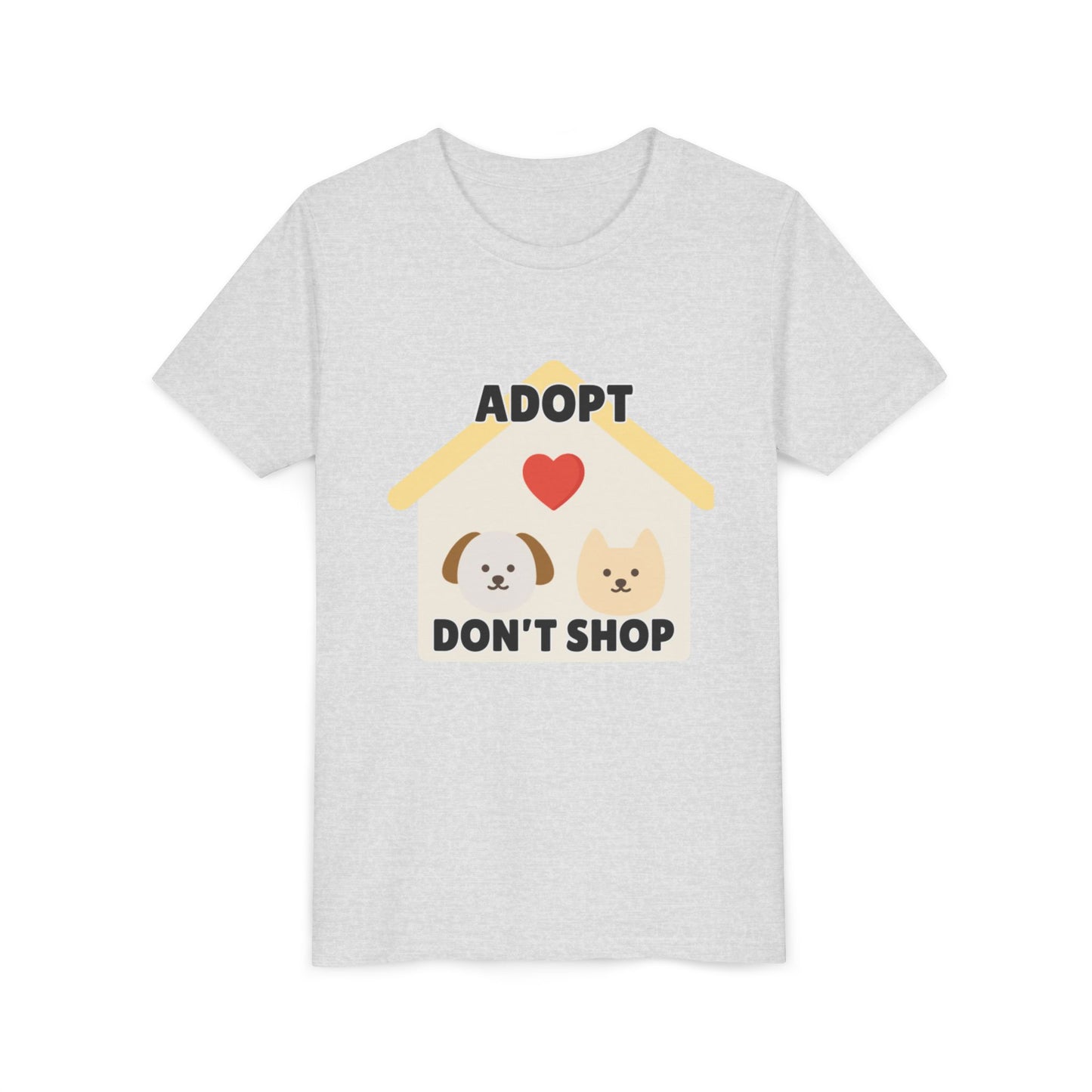 Adopt Don't Shop Youth Tee, Kid's Animal Love Shirt, Animal Rescue T-Shirt, Pet Adoption Awareness Tee, Gift for Dog and Cat Lovers