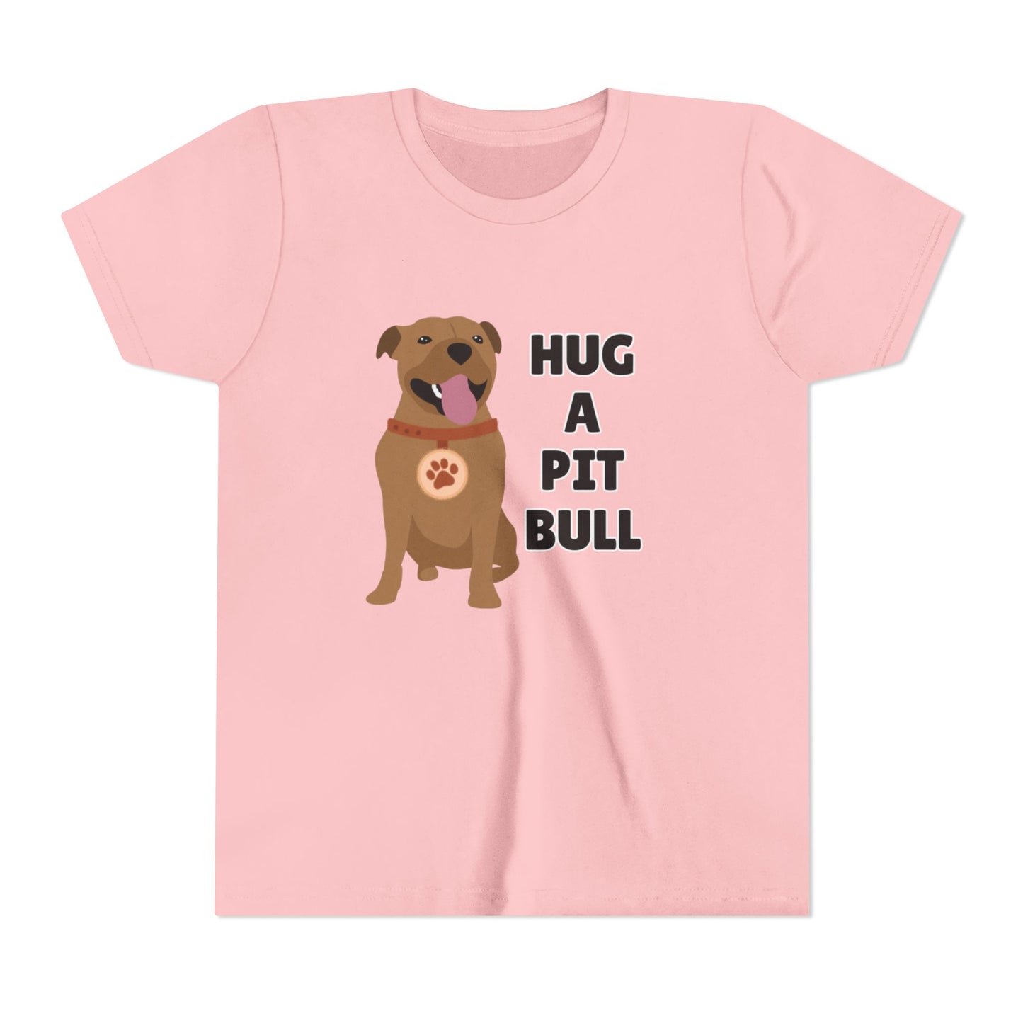 Hug a Pit Bull Youth Tee, Dog Lover Shirt, Kids Animal T-Shirt, Pet Adoption Awareness, Cute Gift, Animal Rescue Apparel