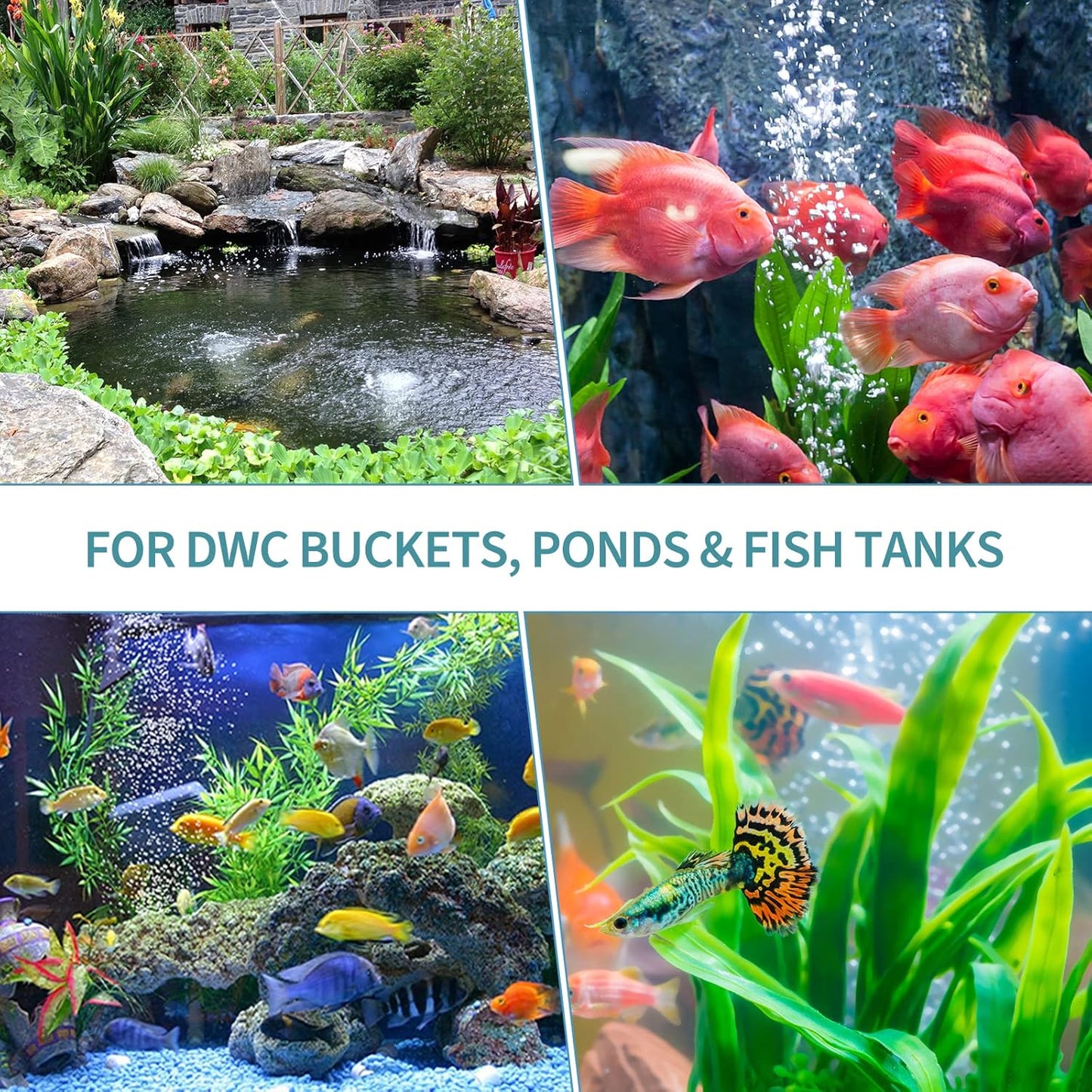Aquarium Air Stone 4 Inch Bread, Fish Tank Air Stone Oxygen Diffuser for Air Pump Fish Tank Bucket Pond and DWC Reservoir