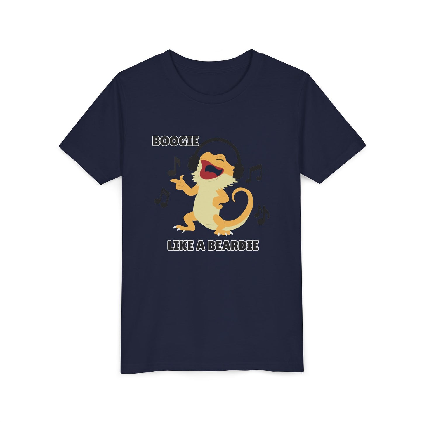 Boogie like a Beardie Bearded Dragon Youth Short Sleeve Tee with Fun Music Design, Kids Music Shirt, Casual Summer Top