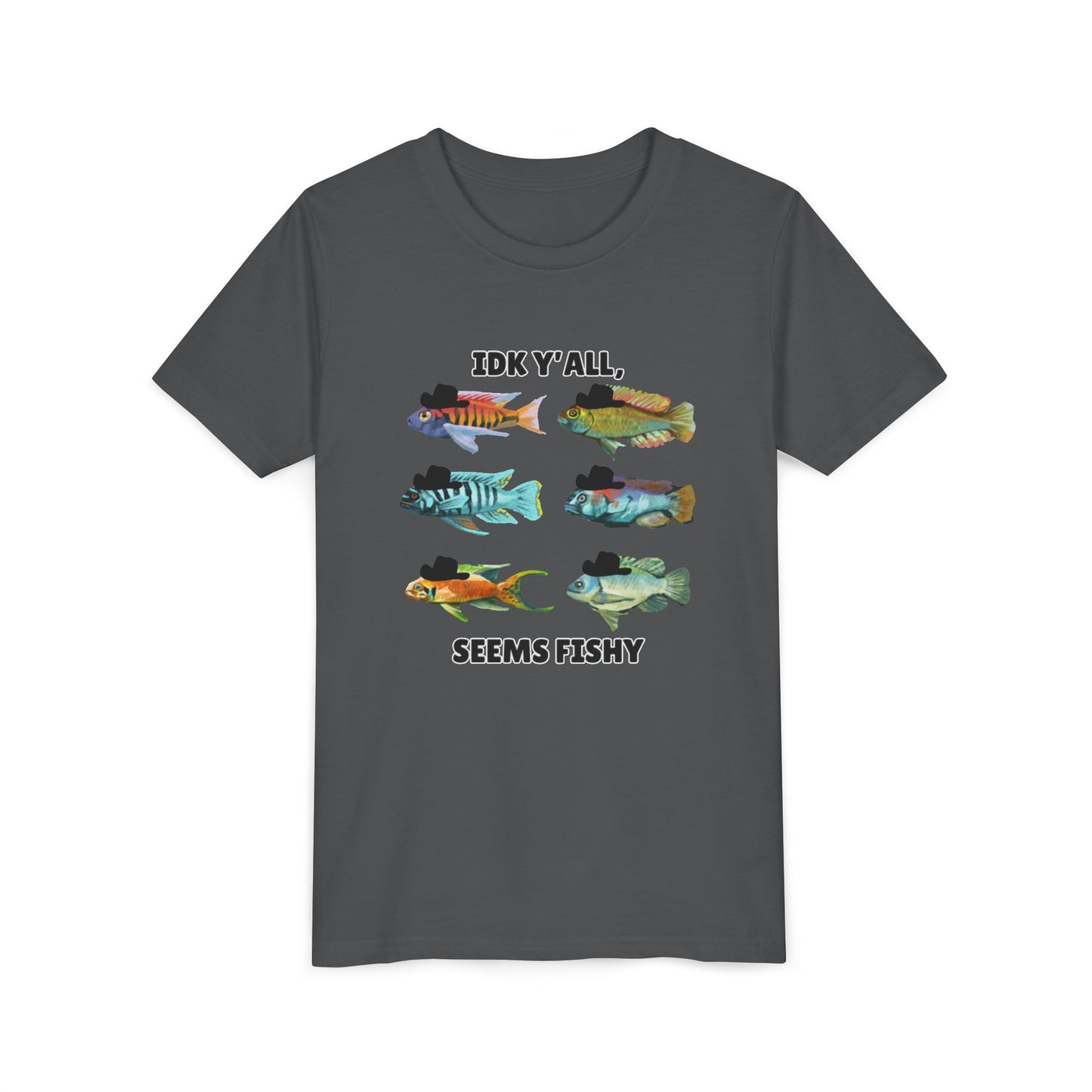 Youth Short Sleeve Tee - 'IDK Y'all, Seems Fishy' Funny Fishing Tee, Gift for Kids, Summer Outfit, Fishing