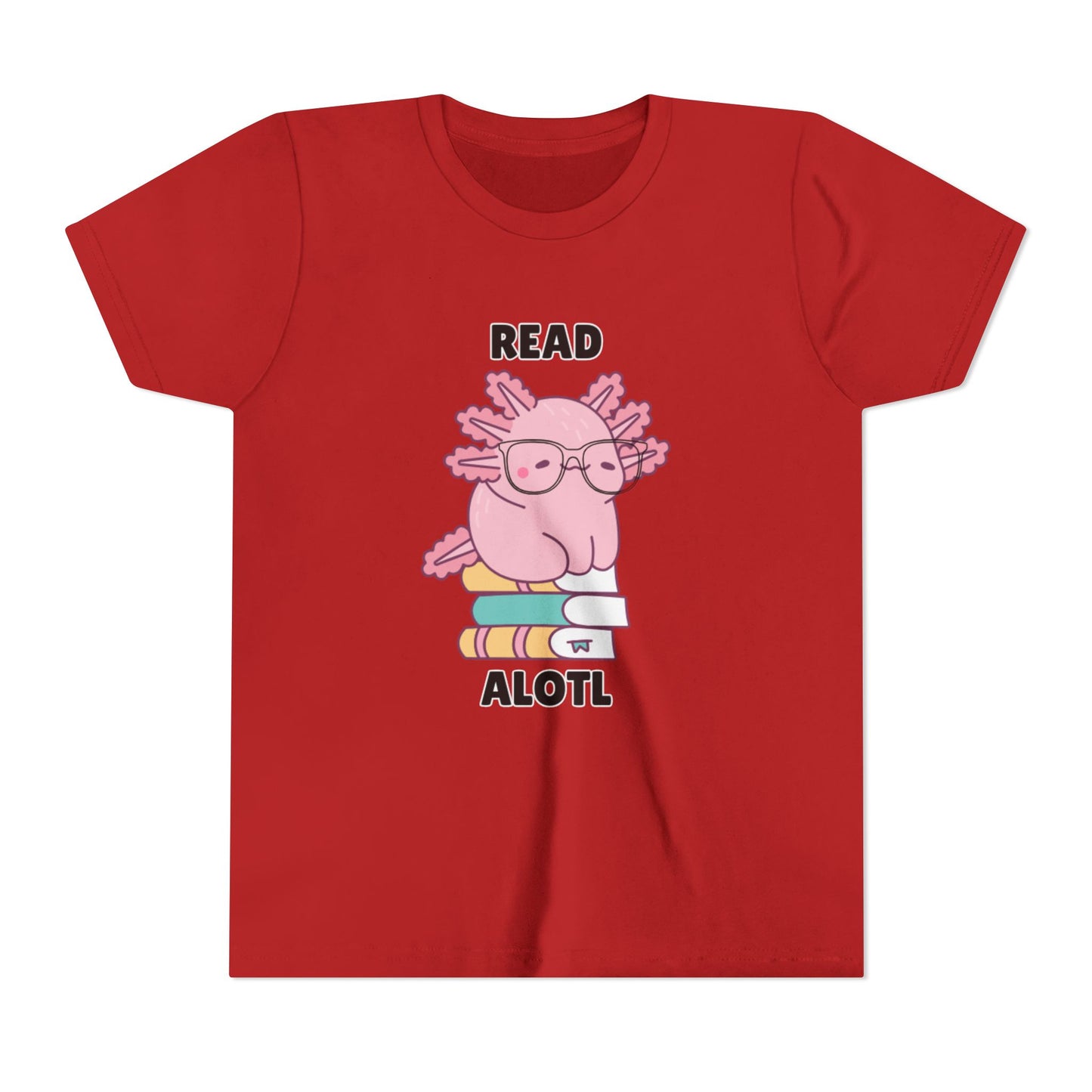 Youth Short Sleeve Tee Read Alotls Design - Fun Kids' Tee, Perfect for Book Lovers, Reading Theme, School Wear