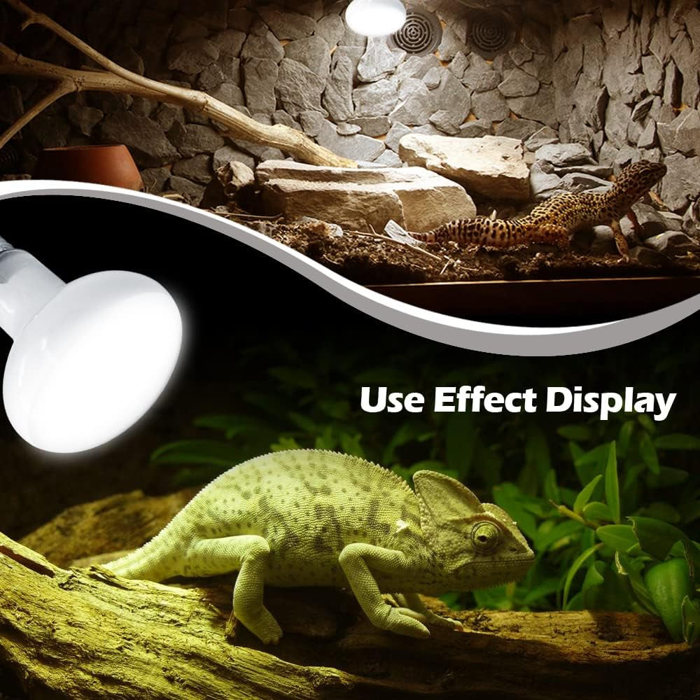 Reptile Heat Lamp 75W 2 Pack,Uva Basking Light Heat Lamp Bulbs,Natural Daylight Heating Light for Bearded Dragon,Turtle,Tortoise,Lizard,Snake,Gecko,Chicken with Digital Temperature Strips