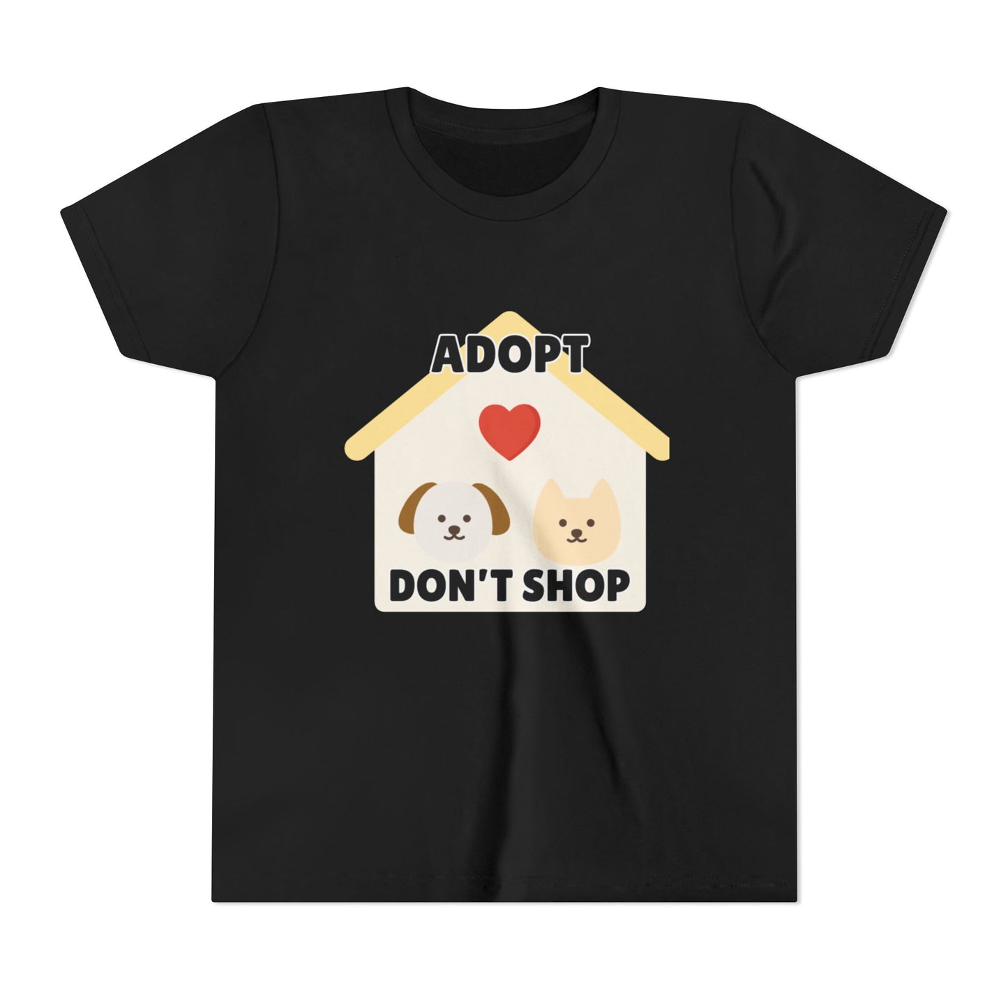 Adopt Don't Shop Youth Tee, Kid's Animal Love Shirt, Animal Rescue T-Shirt, Pet Adoption Awareness Tee, Gift for Dog and Cat Lovers