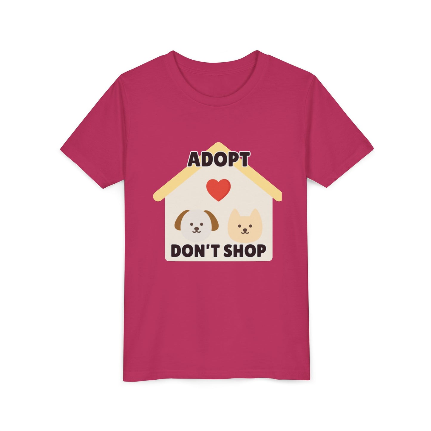 Adopt Don't Shop Youth Tee, Kid's Animal Love Shirt, Animal Rescue T-Shirt, Pet Adoption Awareness Tee, Gift for Dog and Cat Lovers