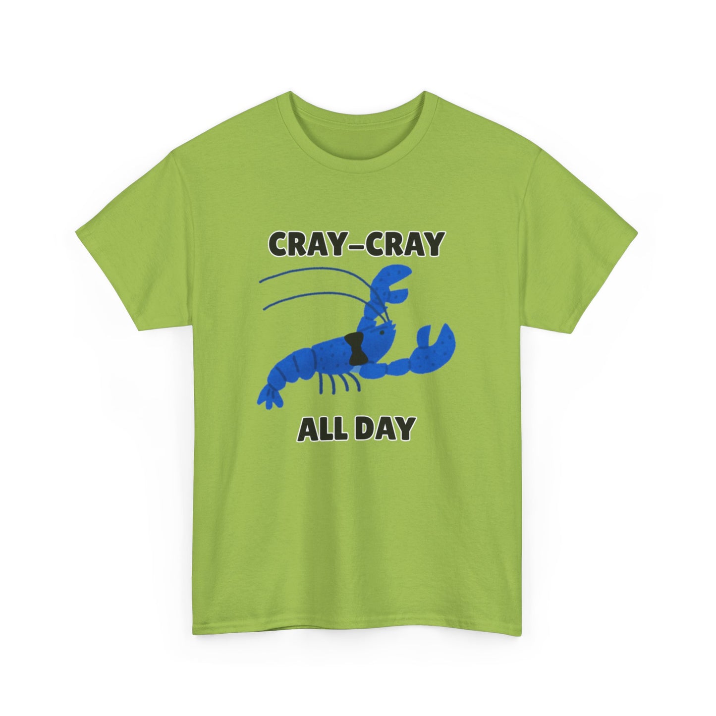 Adult Sizes: Cray Cray All Day Blue Crayfish Mini Lobster Lover's Cray-Cray Tee, Unisex Cotton T-Shirt, Funny Gift, Summer Apparel, Casual Wear, Funny Graphic Shirt