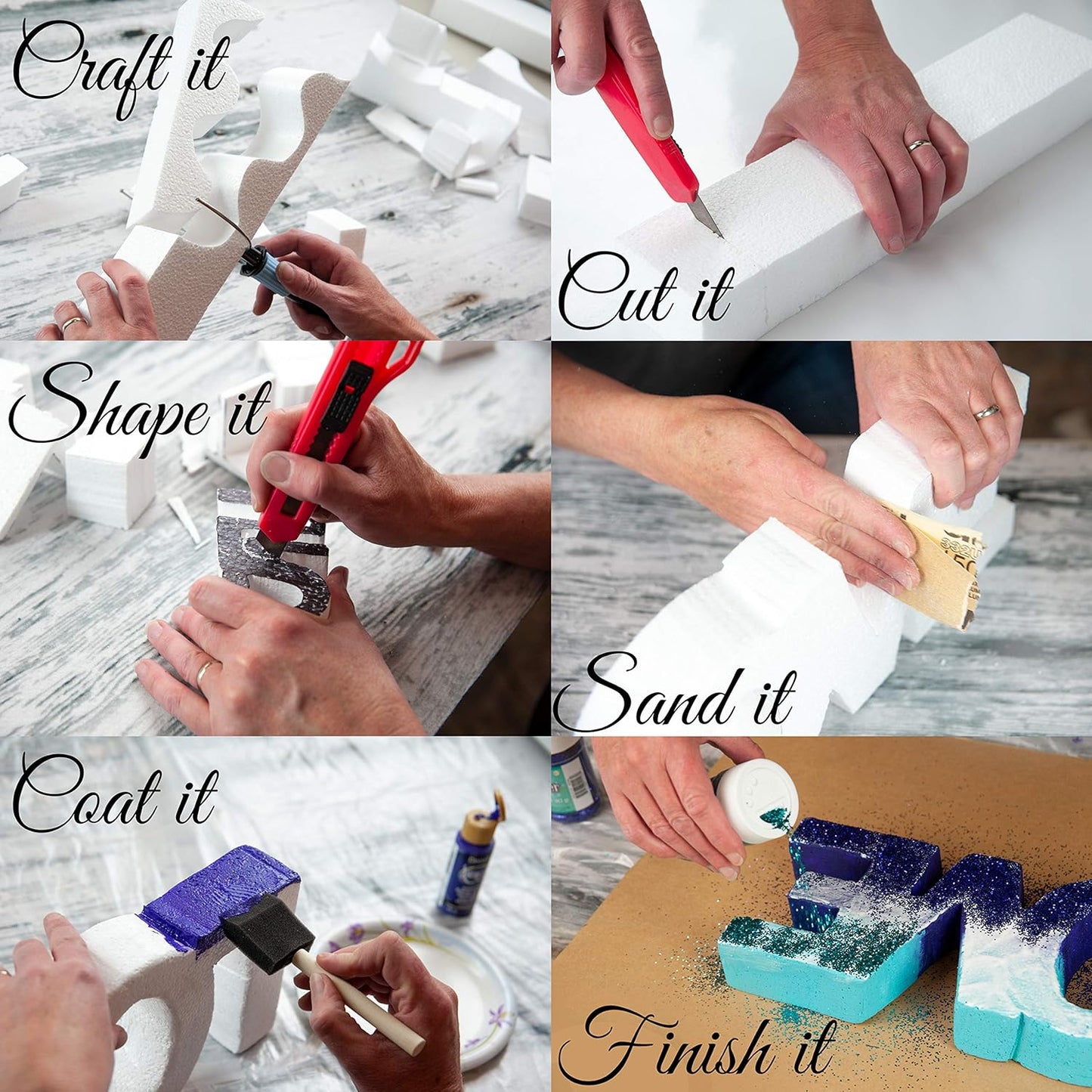 Silverlake Craft Foam Squares - American-Made Hard Foam - 24-Pack 6X6X1 EPS Boards for Crafting, Teaching & Small Business