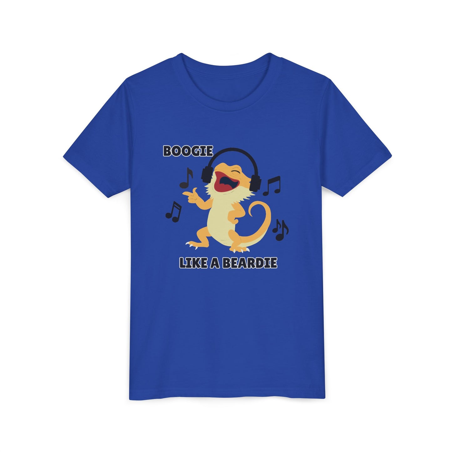 Boogie like a Beardie Bearded Dragon Youth Short Sleeve Tee with Fun Music Design, Kids Music Shirt, Casual Summer Top