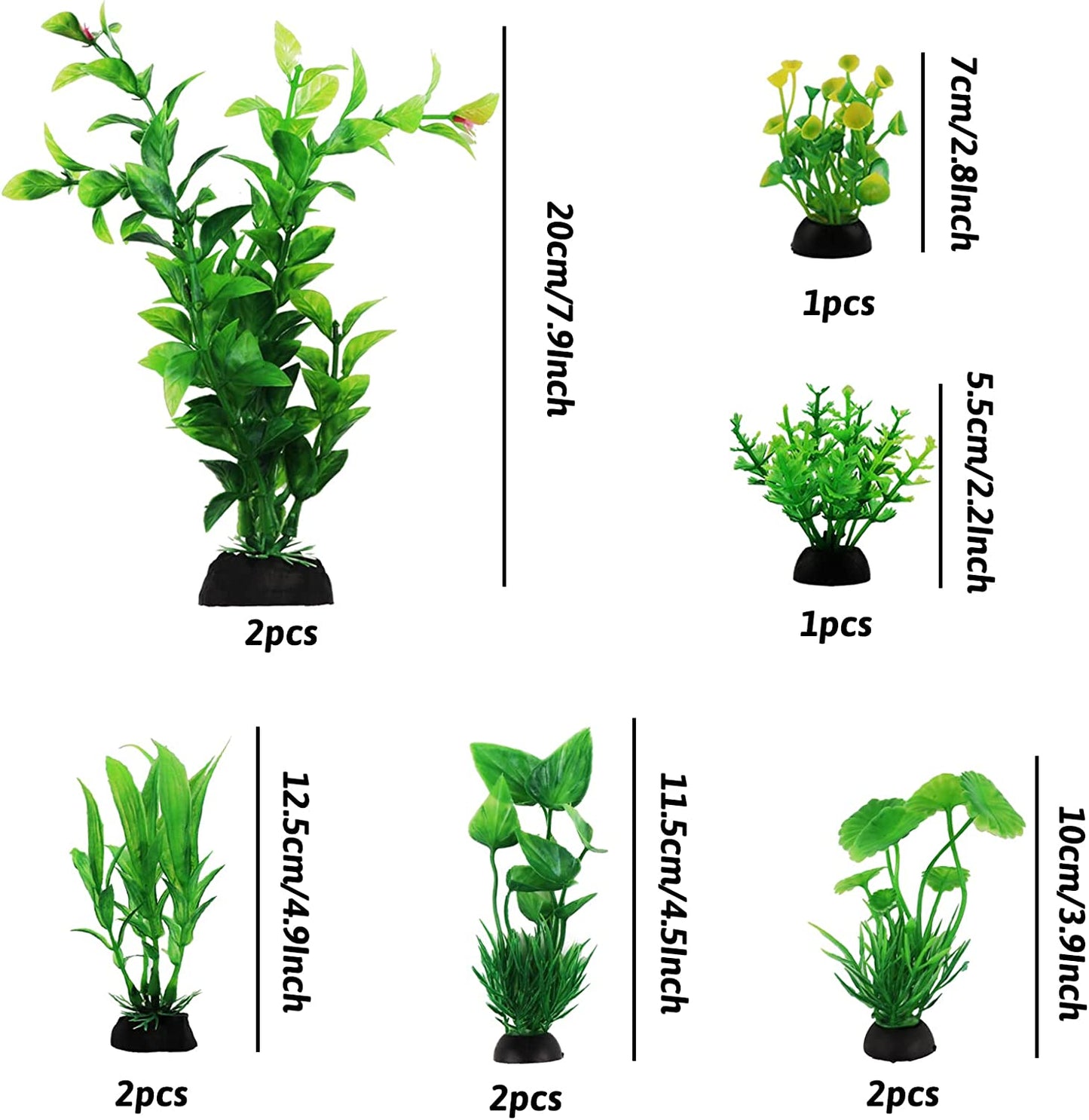 10Pcs Artificial Fish Tank Plants Fake Plastic Water Green Plants Aquarium Decor