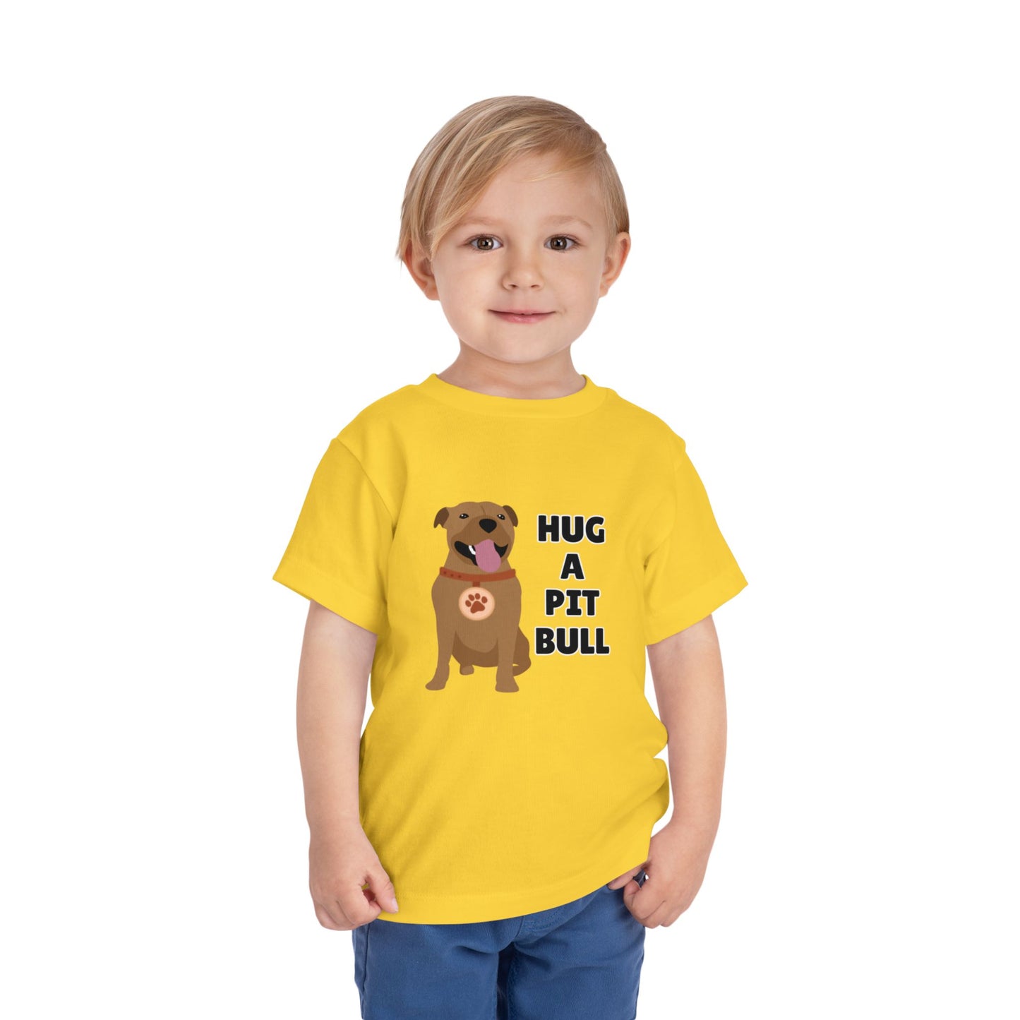 Toddler Sizes: Hug a Pitbull, Animal Rescue, Animal Adoption, Pit Bull Love Tee - Cute Short Sleeve Shirt for Kids, Animal Lovers Gift, Dog Lover Apparel, Playful Toddler Outfit, Funny Pet Tee