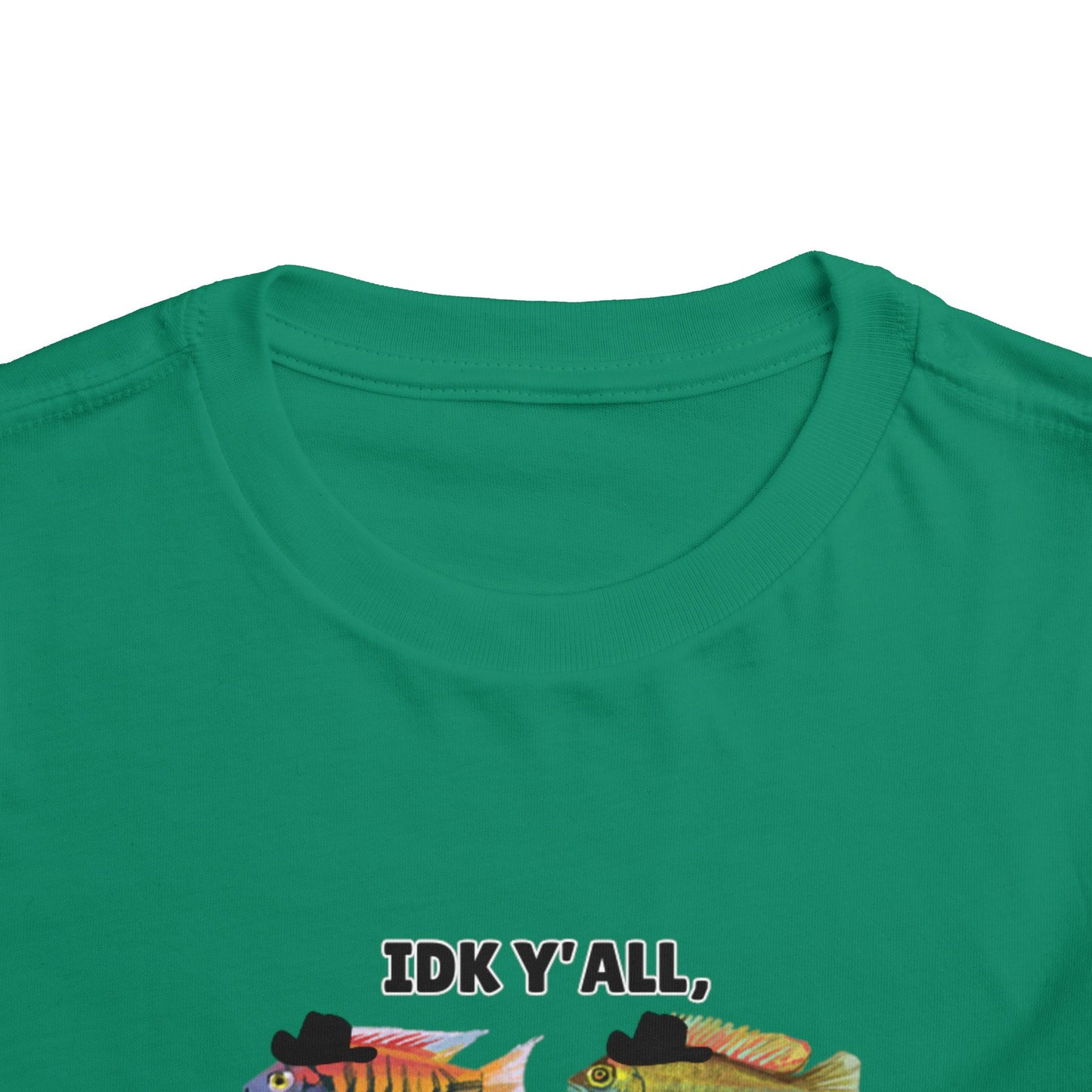 Toddler Sizes: IDK Y'all, Seems Fishy, Fish & Fishing Cowboy Hat Shirt, Short Sleeve Tee - 'IDK Y'all, Seems Fishy' Fun T-Shirt, Cute Kids Apparel, Summer Essentials