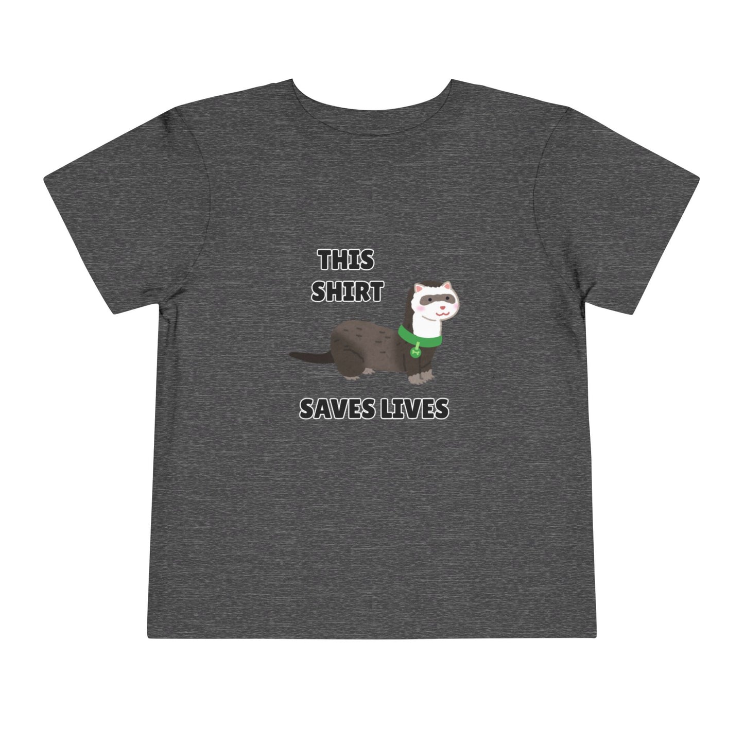Toddler Sizes: This shirt Saves Lives Tee with Fun Ferret Design - Cute Short Sleeve Shirt, Animal Rescue, Animal Adoption, Kids Apparel, Gift for Animal Lovers, Playtime Wear