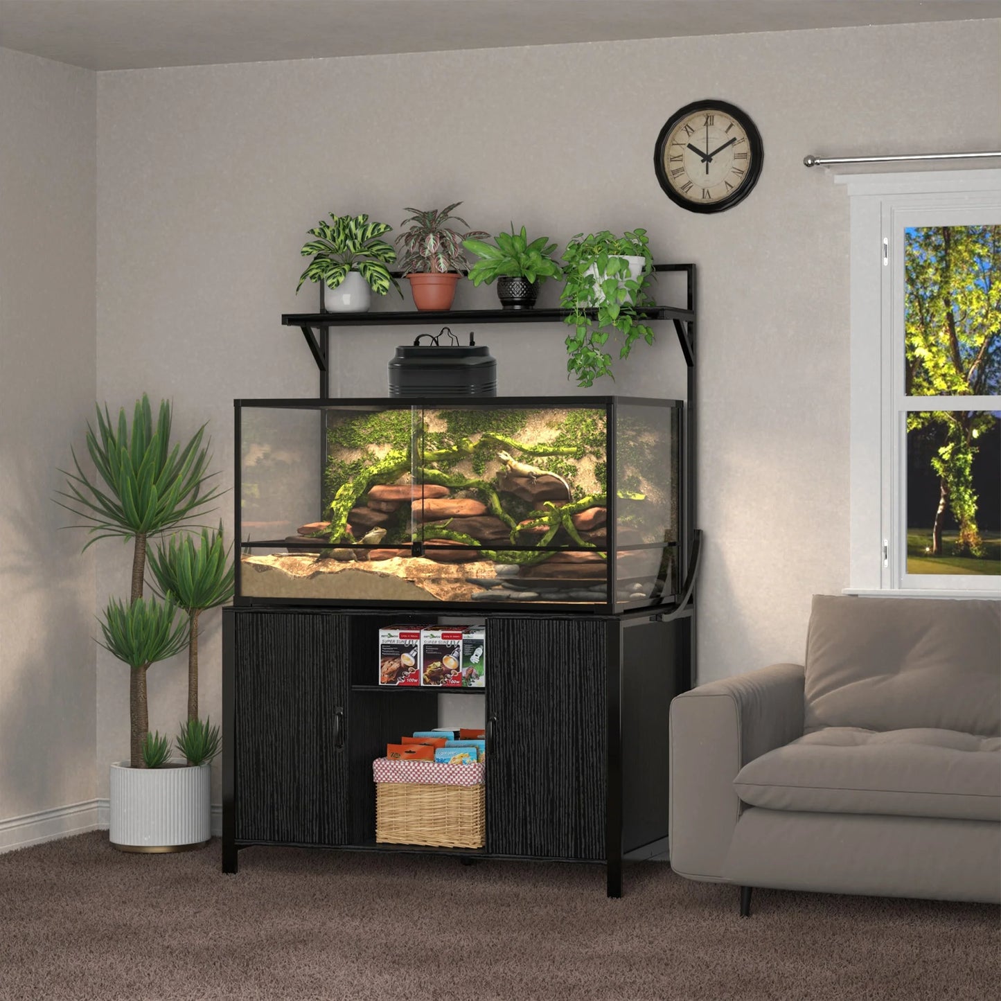 Reptile Tank Stand Terrarium Stand with Accessories Storage 48" X 24" Tabletop