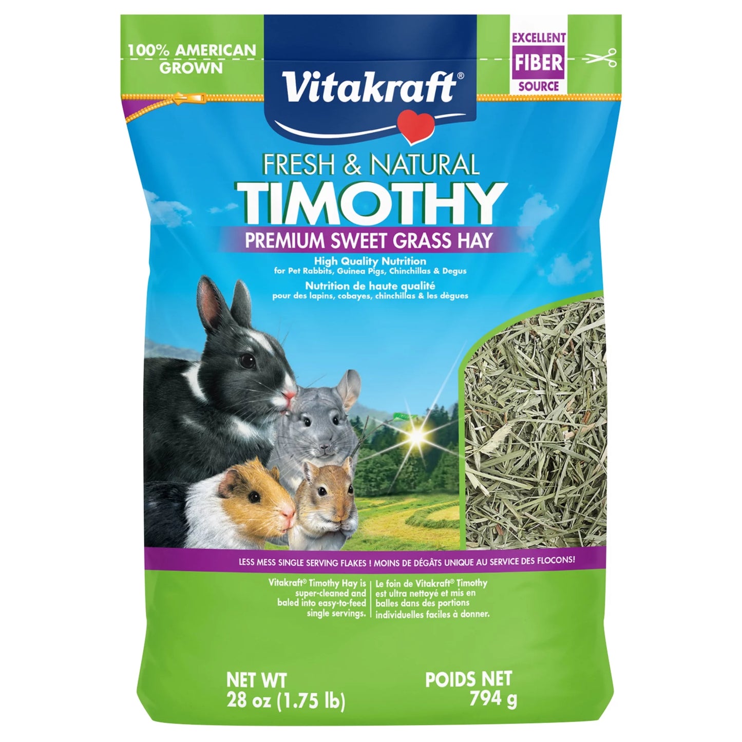 Small Animal Timothy Hay for Guinea Pigs, Rabbits, and Chinchillas - 1.75 Lb