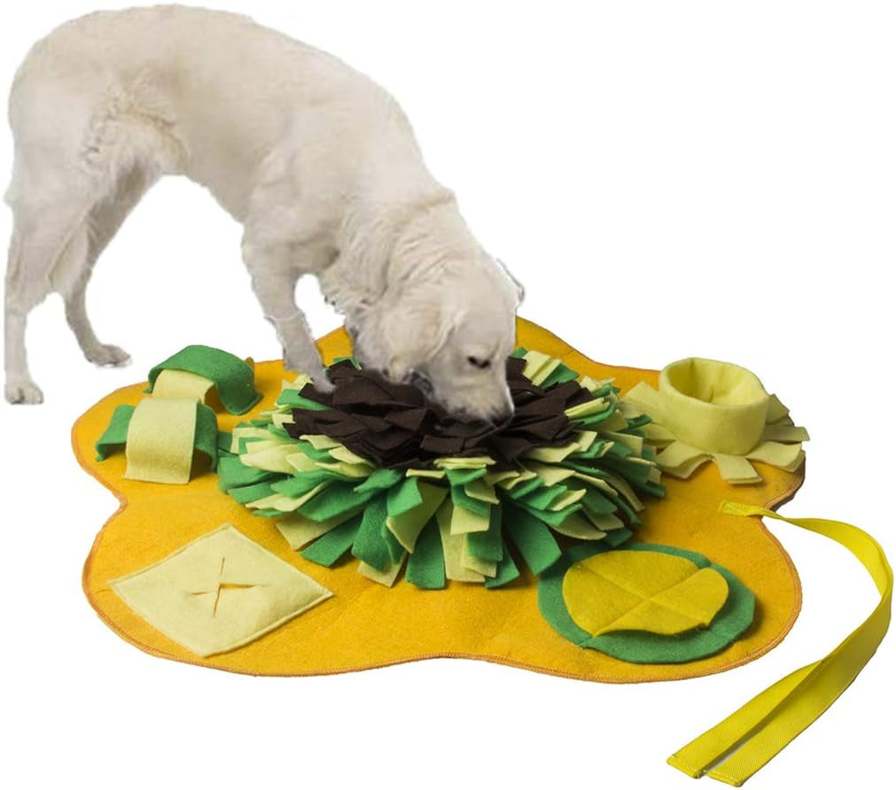 Dog Snuffle Mat for Small Large Dogs, Machine Washable Training Mats Pet, Activity Mat for Foraging Skill, Stress Release (Yellow-Green)