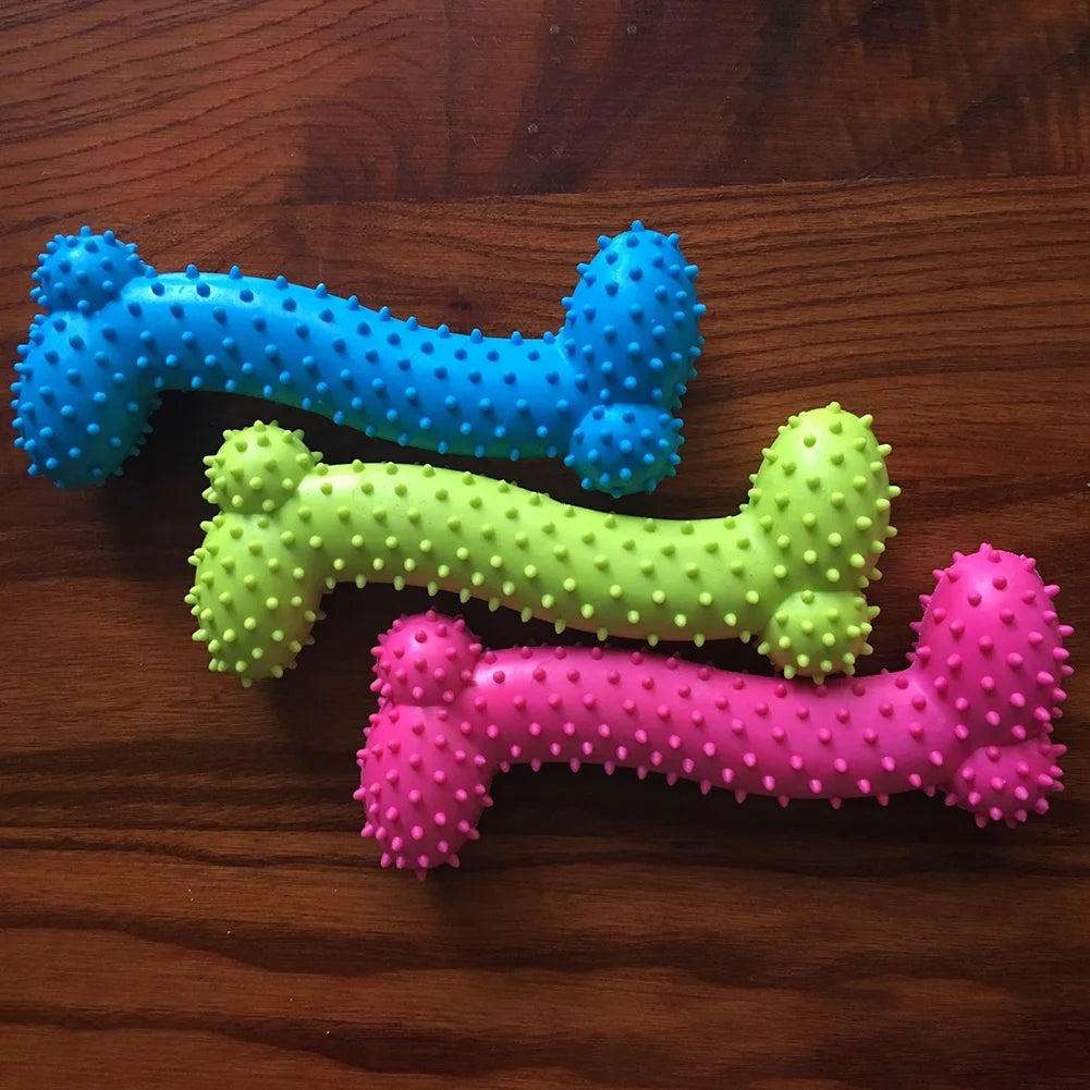 Dog Toys, Durable TPR Dog Chew Toys for Aggressive Flavored Tough Natural Rubber & Teeth Cleaning Chewing Bones for Large Dogs, Random Color