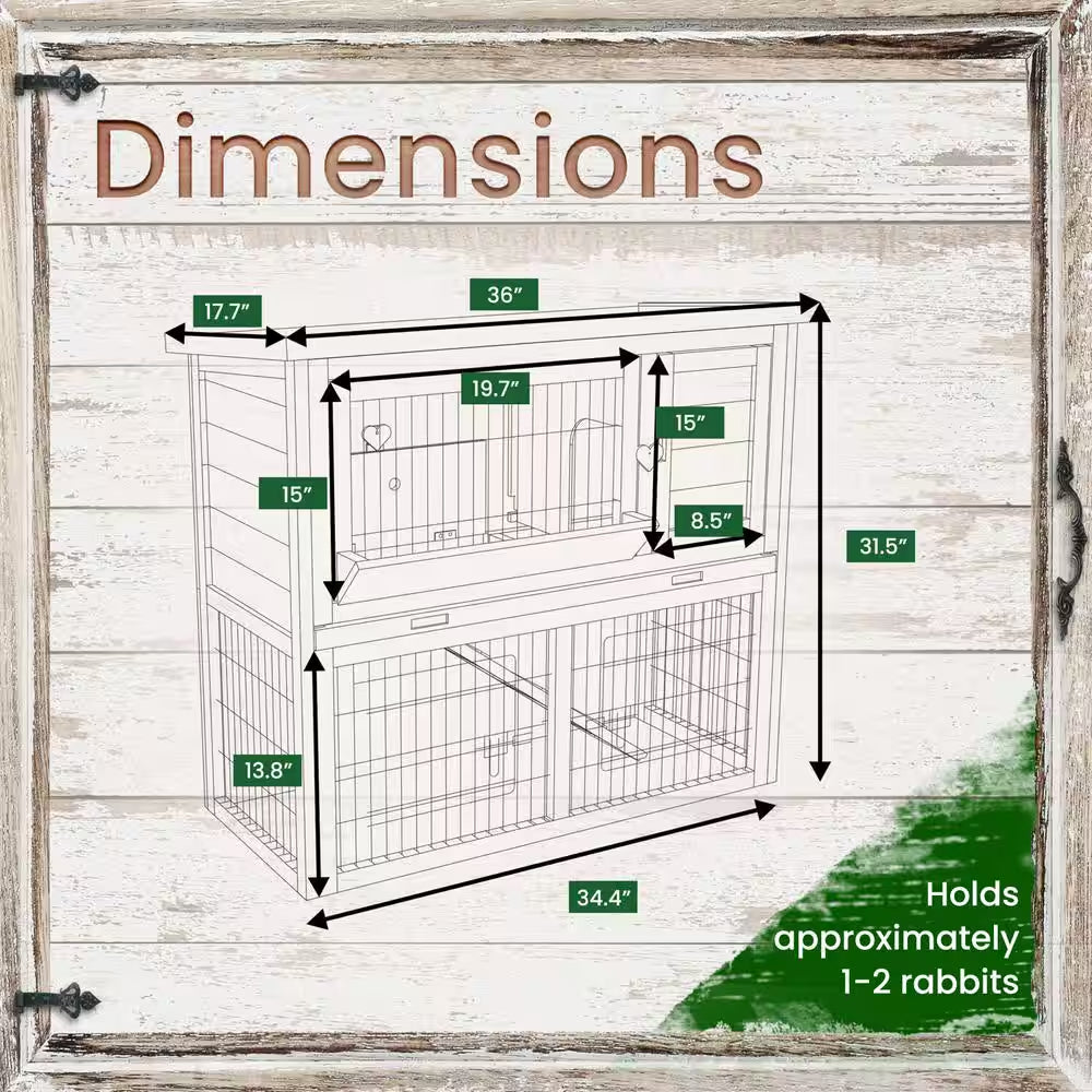 Outdoor Wooden 2-Story Rabbit Hutch