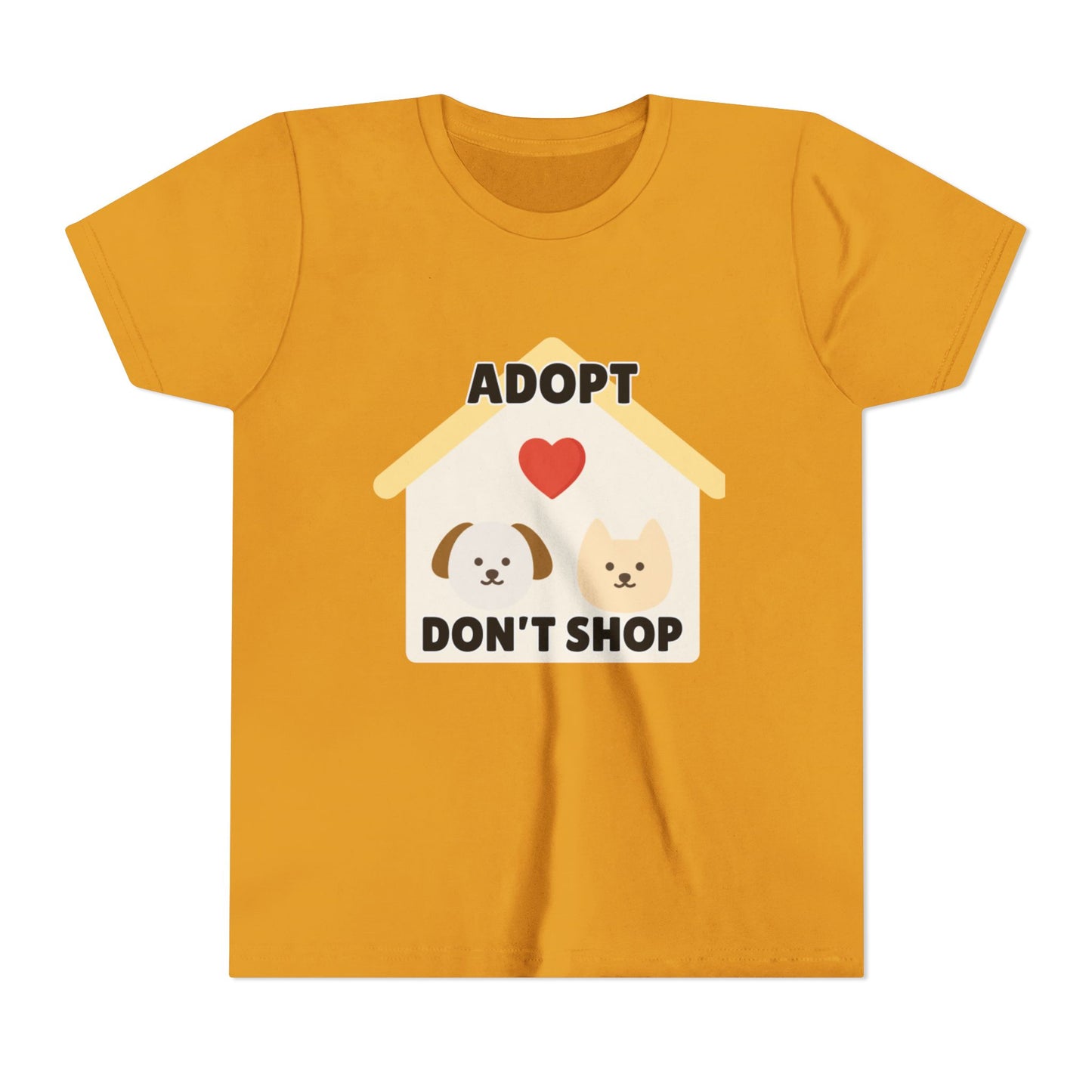Adopt Don't Shop Youth Tee, Kid's Animal Love Shirt, Animal Rescue T-Shirt, Pet Adoption Awareness Tee, Gift for Dog and Cat Lovers