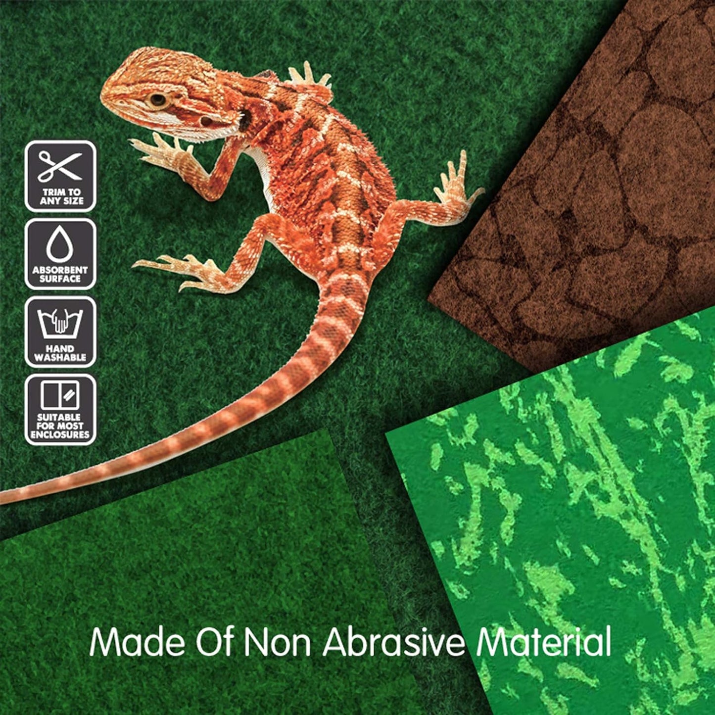 2PCS Reptile Carpet 20 Gallon, Pet Terrarium Liner, Reptiles Cage Mat/Substrate for Snakes, Chameleons, Geckos and Kitchen Use with Tweezers Feeding Tongs Printing Desert