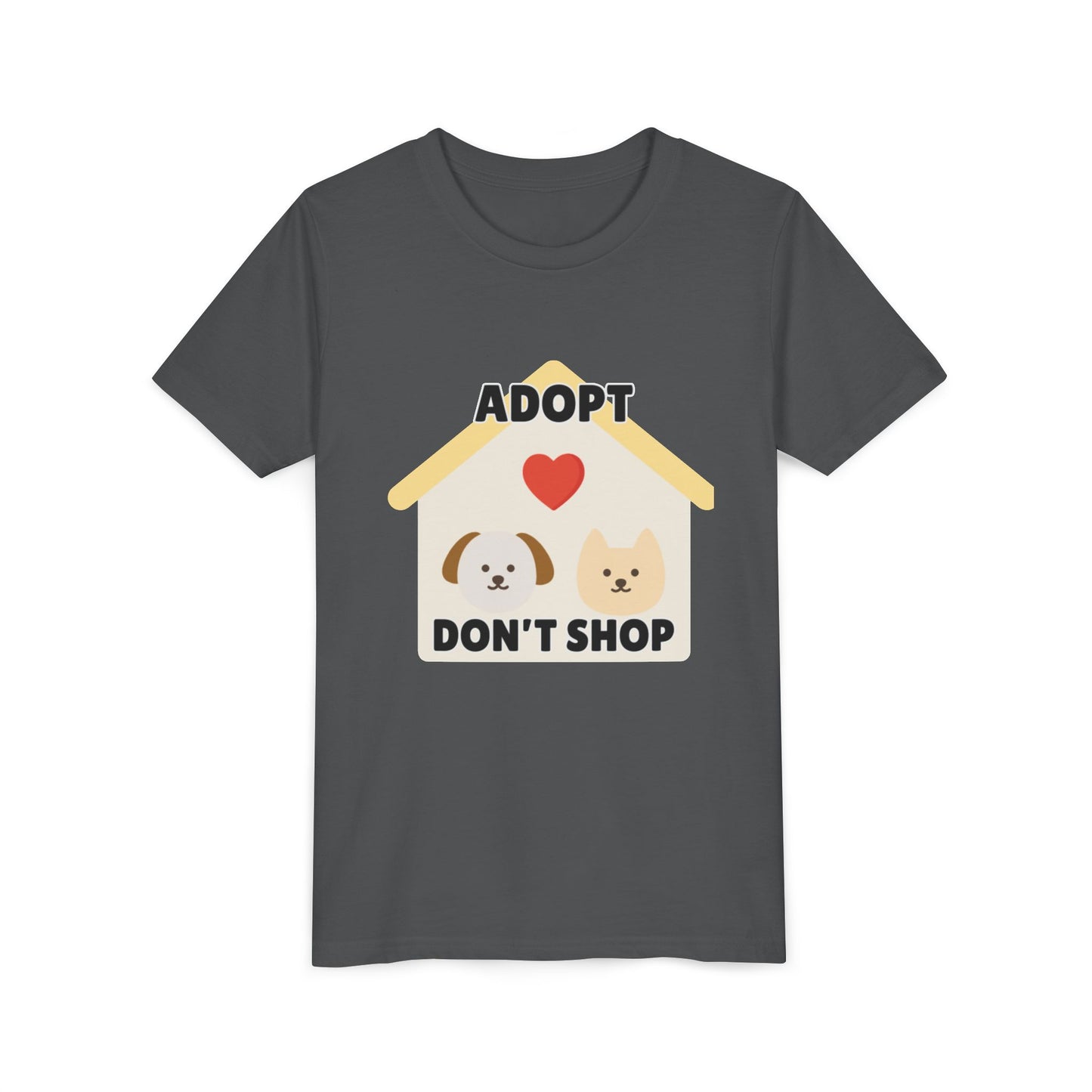 Adopt Don't Shop Youth Tee, Kid's Animal Love Shirt, Animal Rescue T-Shirt, Pet Adoption Awareness Tee, Gift for Dog and Cat Lovers