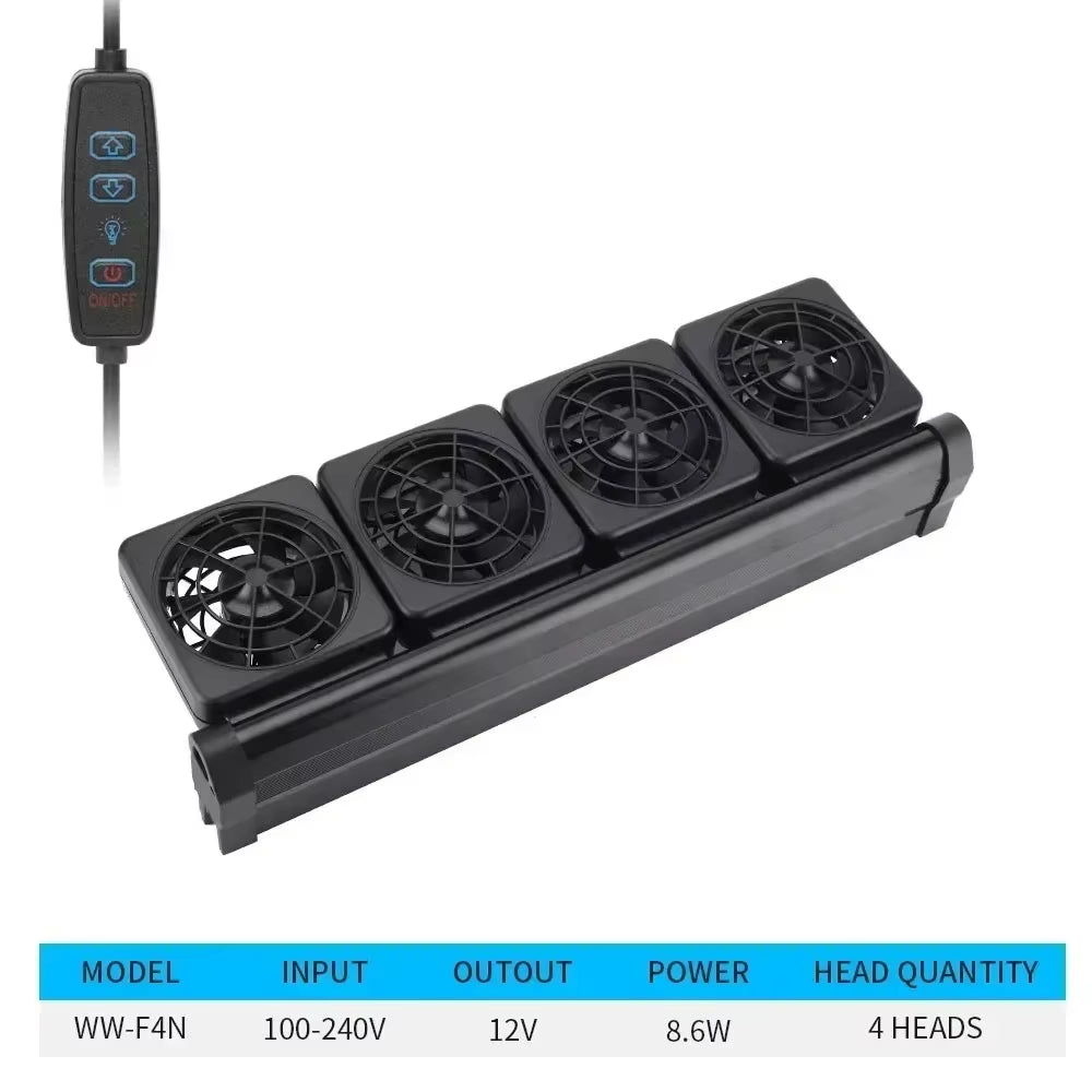 Fish Tank Fan Silent Adjustable 8-Speed Wind Speed Automatic Temperature Control Water Cooled Fish Tank Fan Aquarium Accessories
