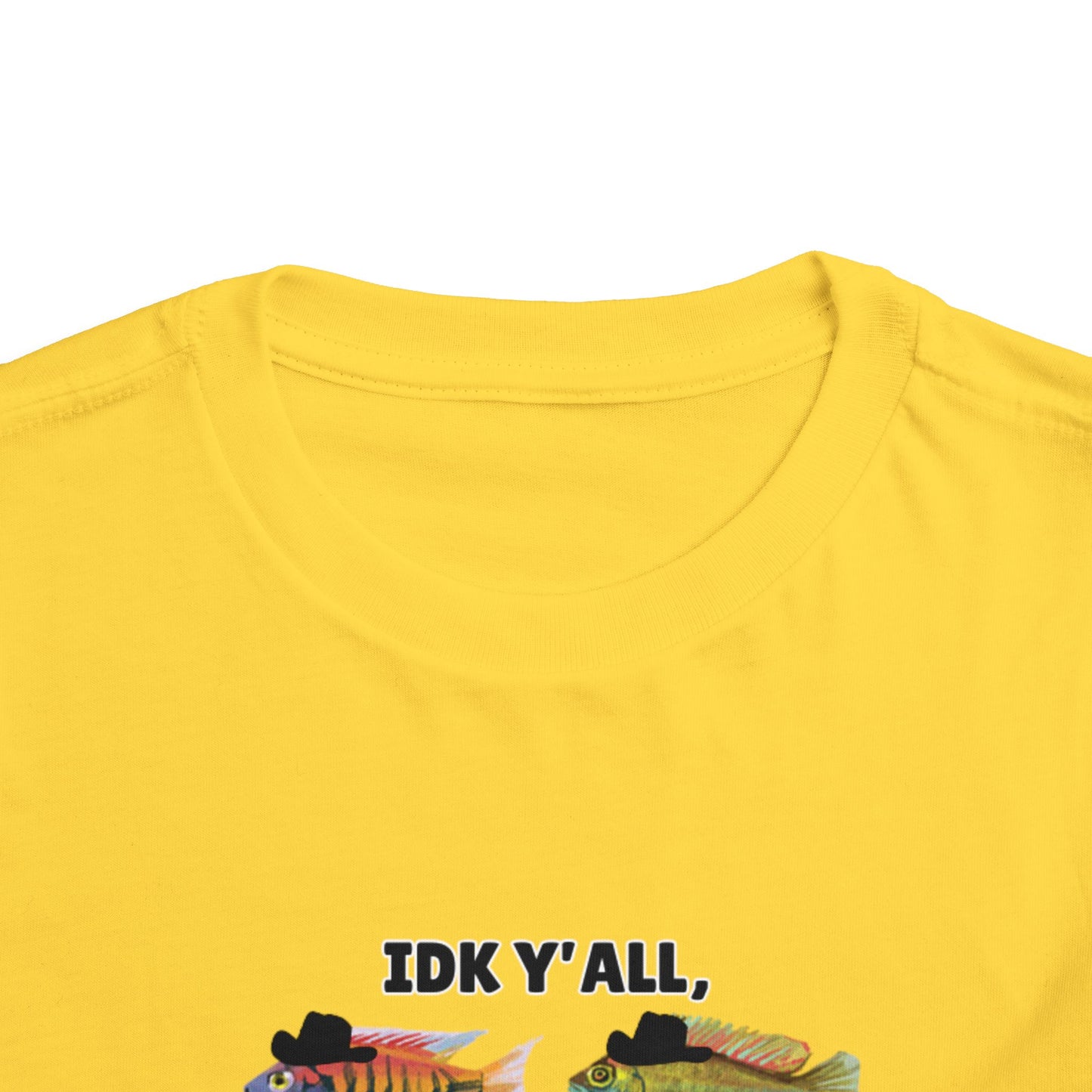 Toddler Sizes: IDK Y'all, Seems Fishy, Fish & Fishing Cowboy Hat Shirt, Short Sleeve Tee - 'IDK Y'all, Seems Fishy' Fun T-Shirt, Cute Kids Apparel, Summer Essentials