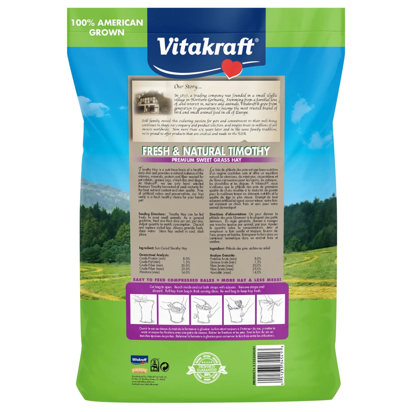 Small Animal Timothy Hay for Guinea Pigs, Rabbits, and Chinchillas - 1.75 Lb