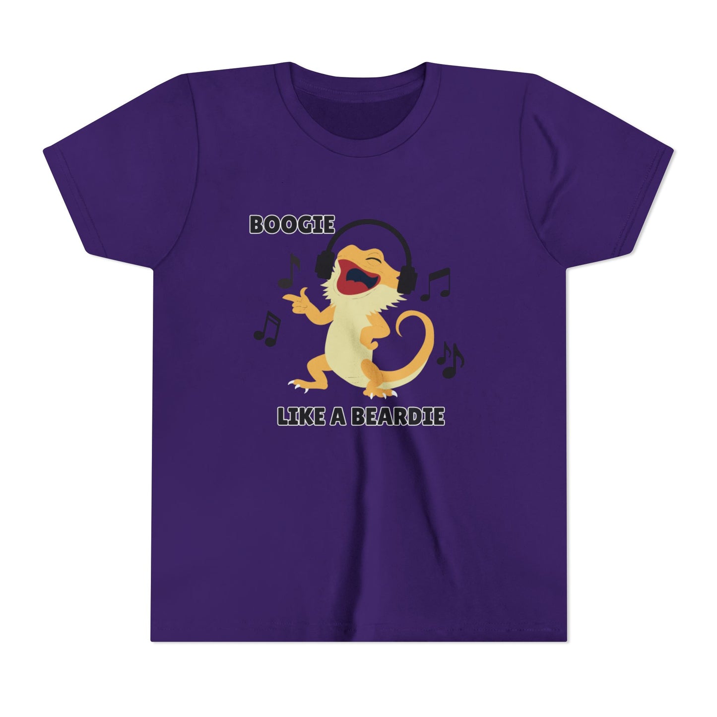 Boogie like a Beardie Bearded Dragon Youth Short Sleeve Tee with Fun Music Design, Kids Music Shirt, Casual Summer Top
