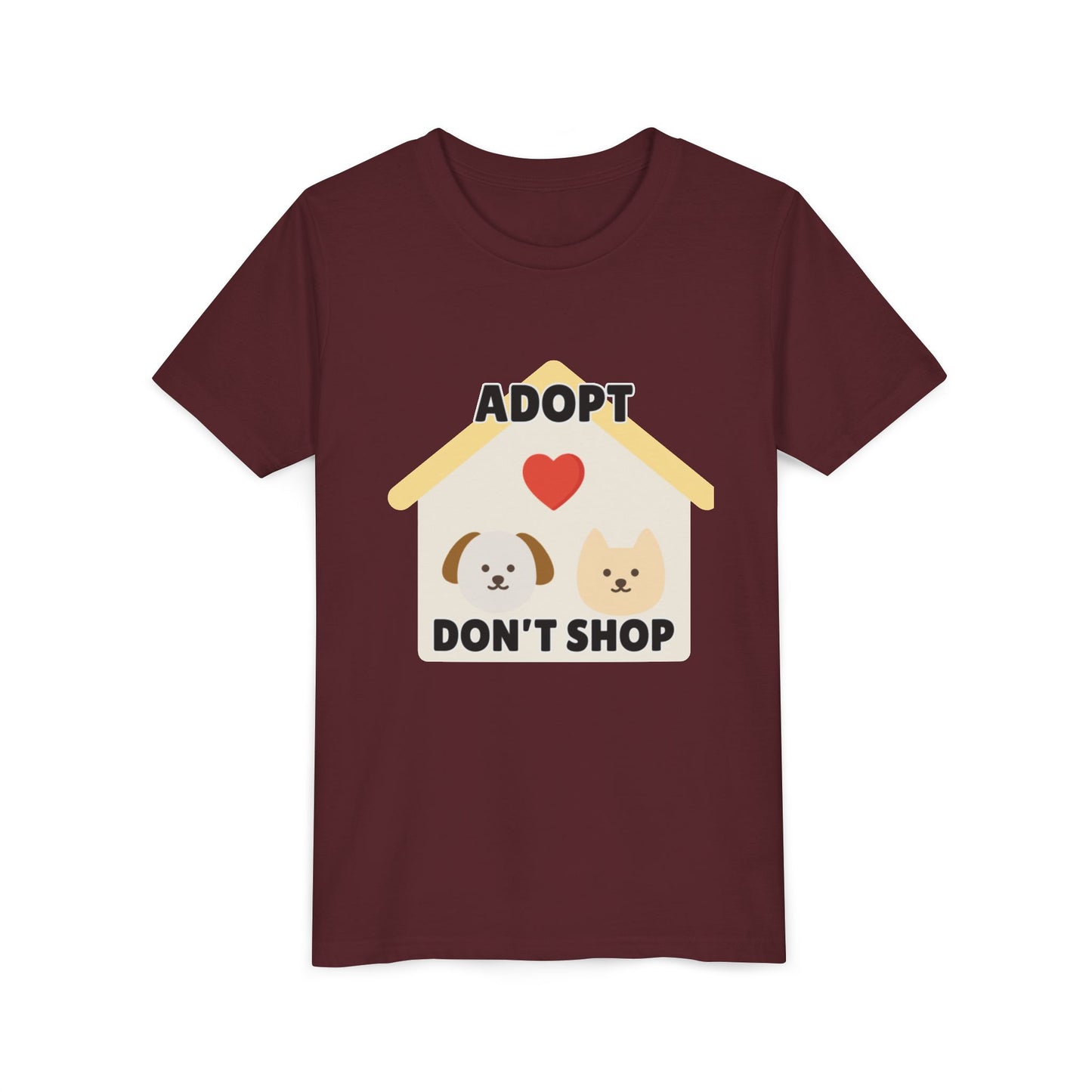 Adopt Don't Shop Youth Tee, Kid's Animal Love Shirt, Animal Rescue T-Shirt, Pet Adoption Awareness Tee, Gift for Dog and Cat Lovers