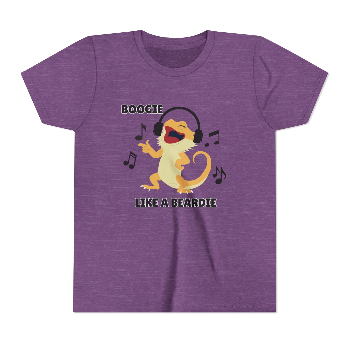 Boogie like a Beardie Bearded Dragon Youth Short Sleeve Tee with Fun Music Design, Kids Music Shirt, Casual Summer Top