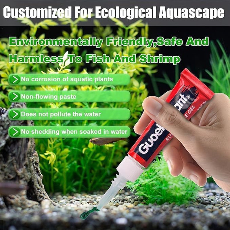 Aquarium Glue,2 Pcs Safe and Quick-Drying Aquascape Water Plant Glue for Corals Aquascaping Instant Glue for Plants, Moss, Coral, Stone, Wood,Coral, Non-Toxic, Fresh and Salt Water-Green Color
