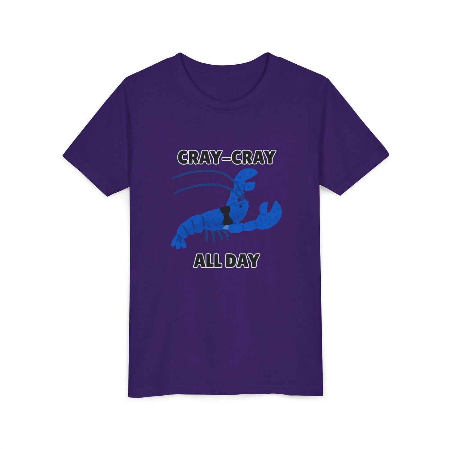 Crayfish Cray-Cray All Day Electric Mini Lobster Youth Tee, Fun Kids Shirt, Summer Outfit