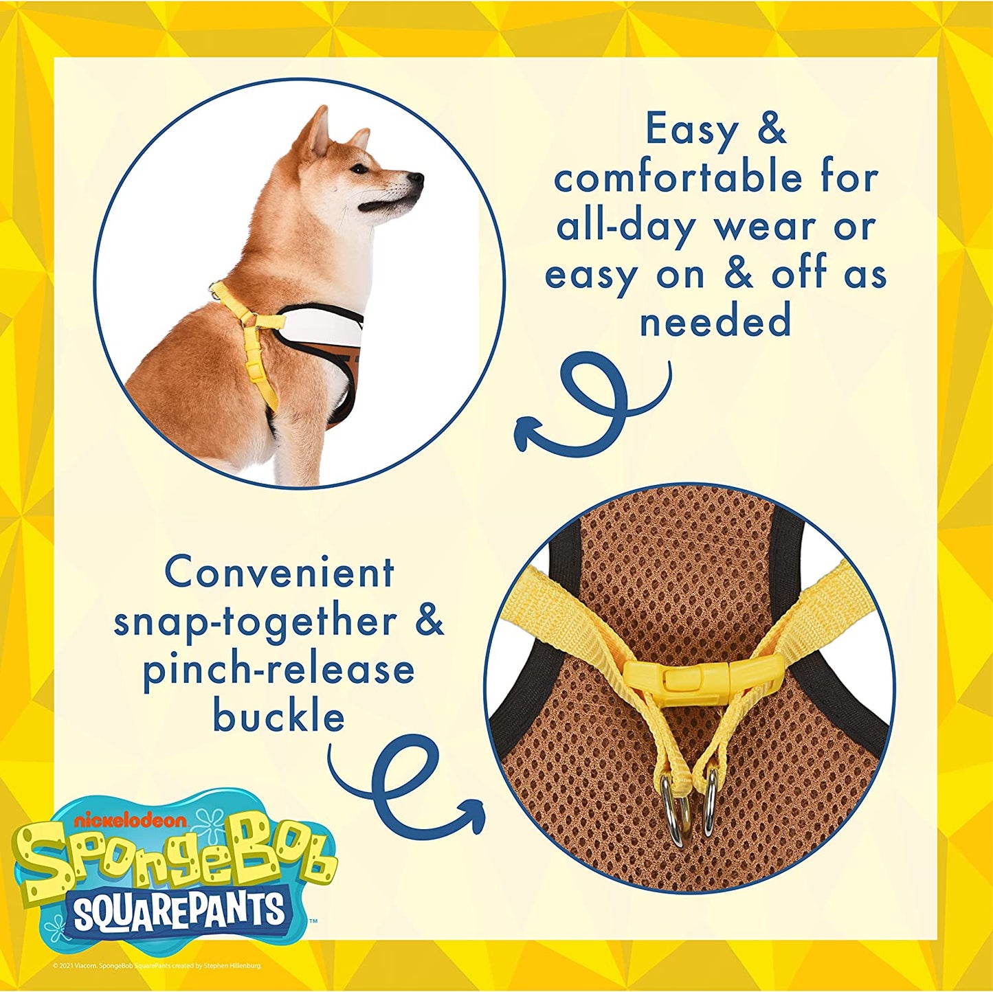 Spongebob Squarepants for Pets Dog Harness, Large | Large Dog Harness for Pets | Soft and Comfortable Dog Harness, Officially Licensed by | Spongebob Dog Apparel & Accessories