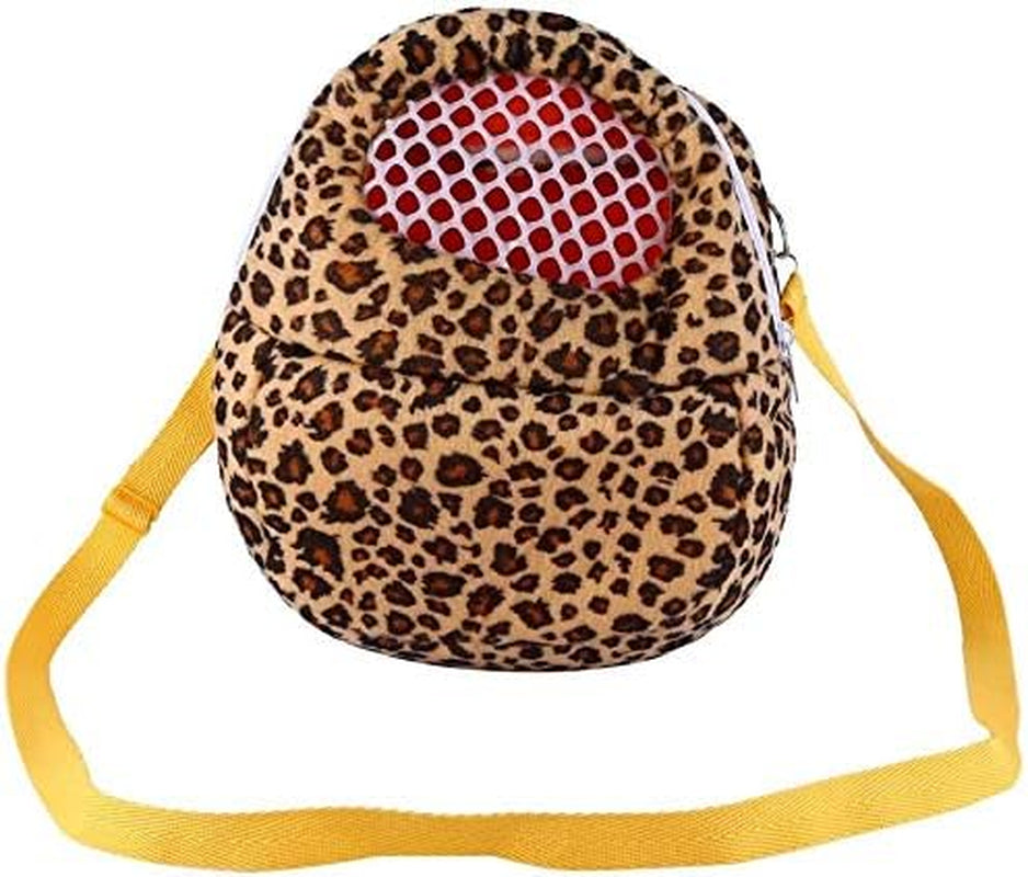 Three Size Small Pets Carrier Bag Hedgehog Hamster Mouse Outgoing Bags Leopard Portable Travel Backpack with S, Yellow-M