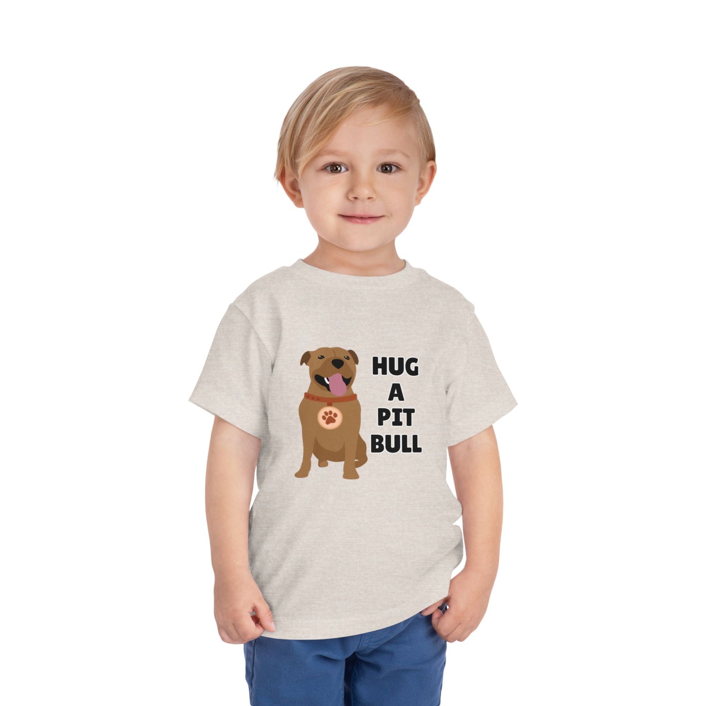 Toddler Sizes: Hug a Pitbull, Animal Rescue, Animal Adoption, Pit Bull Love Tee - Cute Short Sleeve Shirt for Kids, Animal Lovers Gift, Dog Lover Apparel, Playful Toddler Outfit, Funny Pet Tee